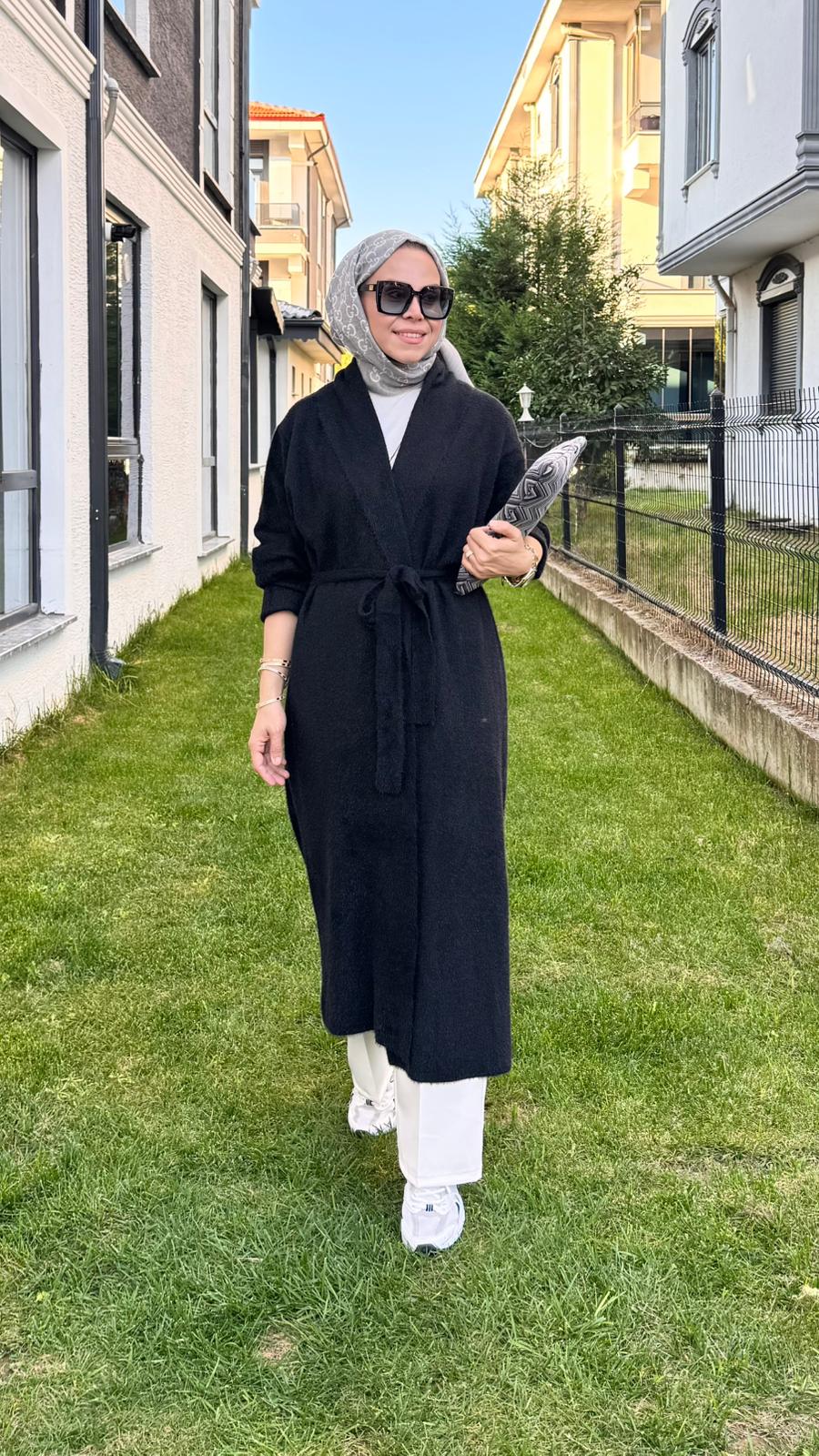 Angora Uzun Hırka - Siyah