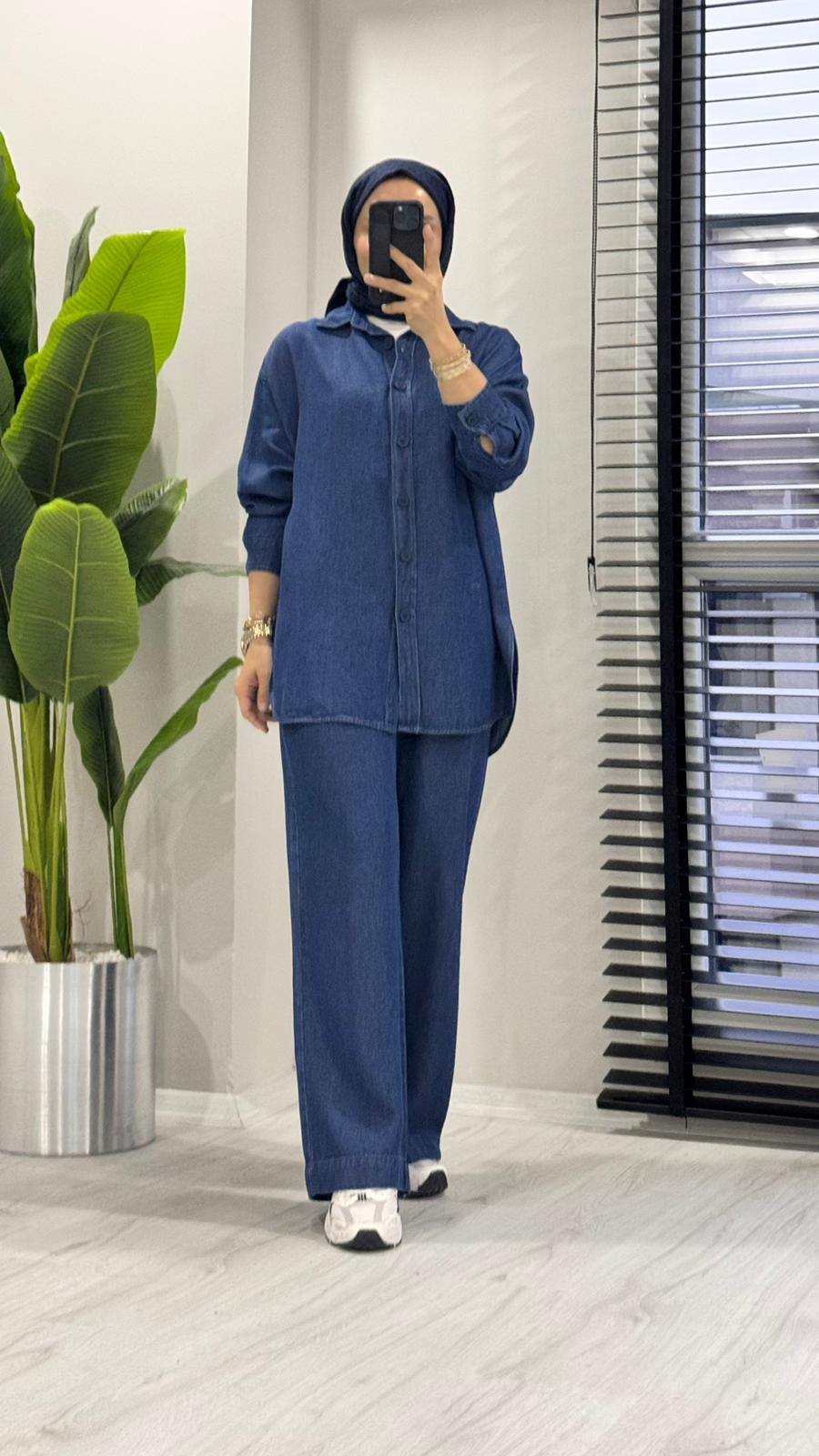 Casual tensel kot takım - Lacivert