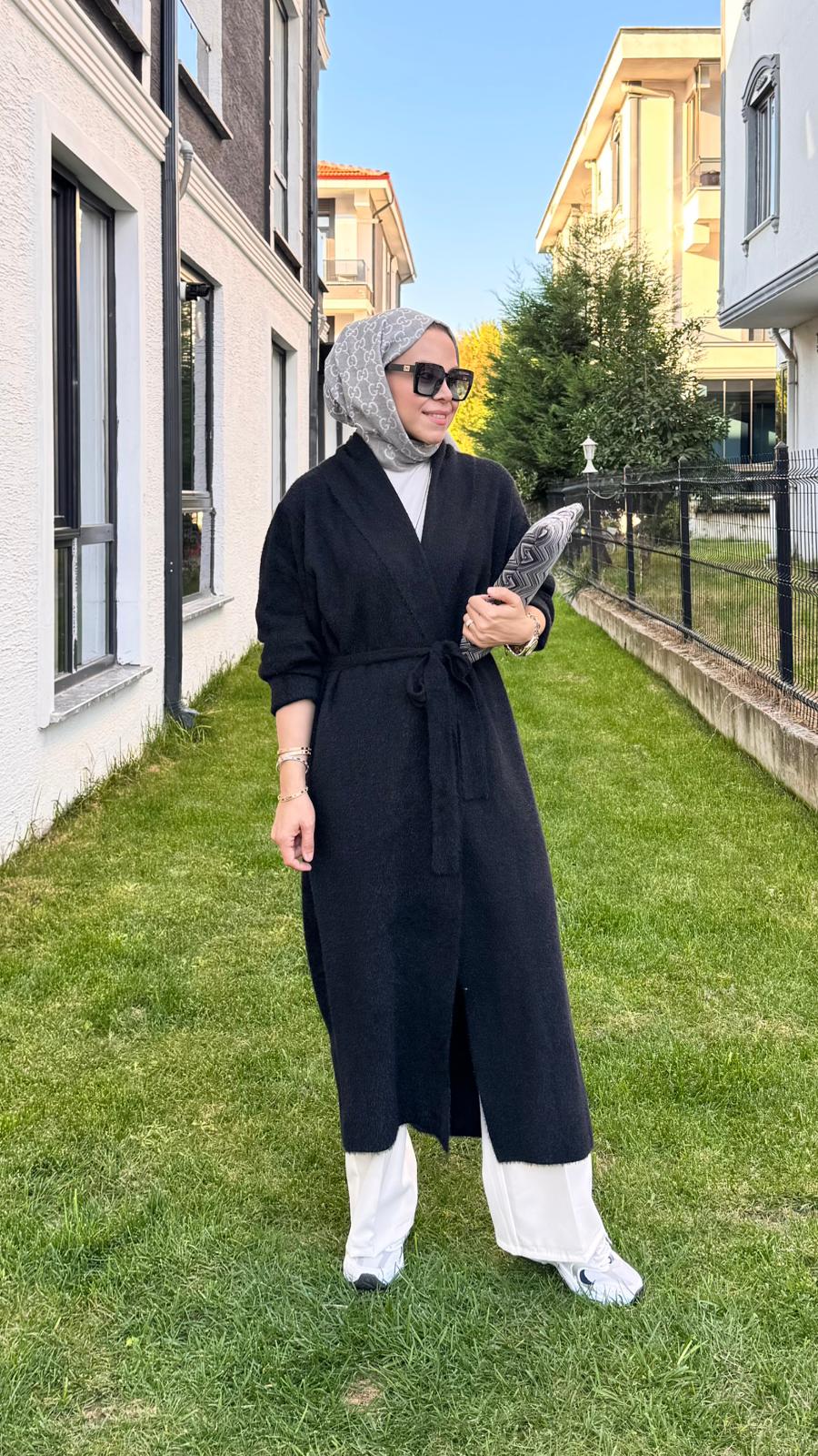 Angora Uzun Hırka - Siyah