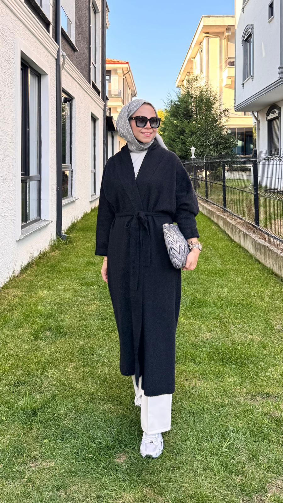 Angora Uzun Hırka - Siyah