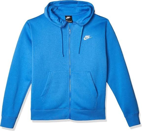 Club Fleece  Kapüşonlu Fermuarlı Hoodie - Açık Mavi