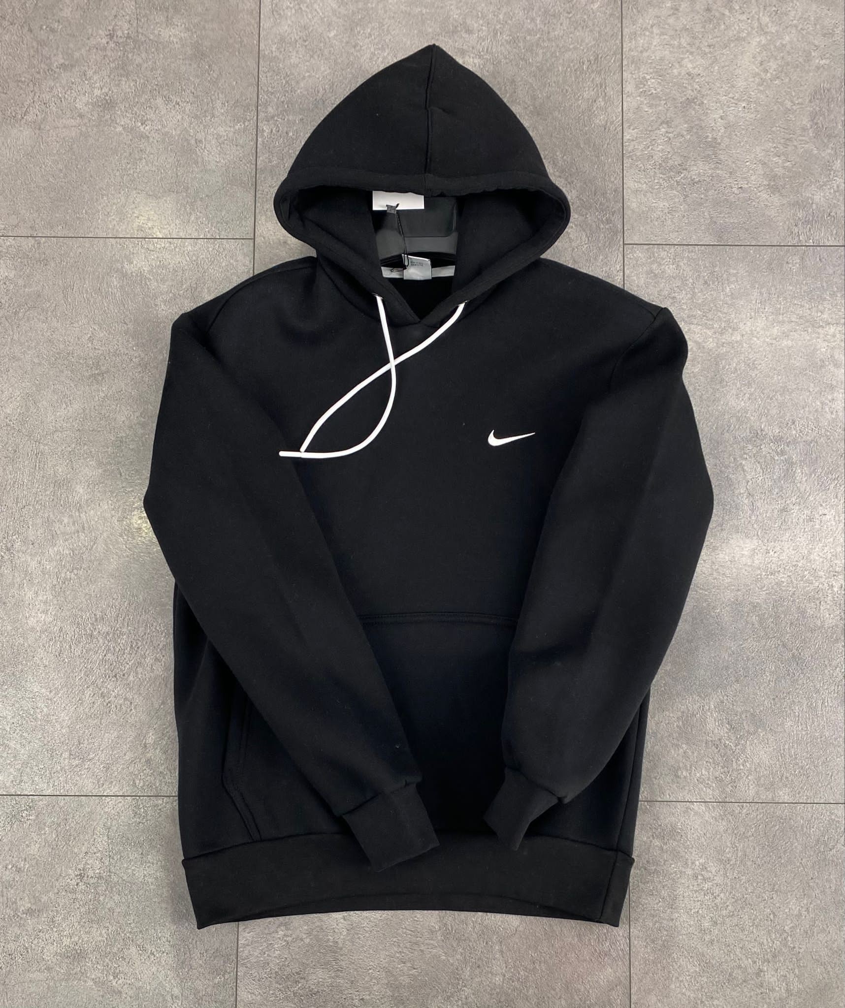 NK Şardonlu Sweatshirt Kapüşonlu Hoodie - siyah