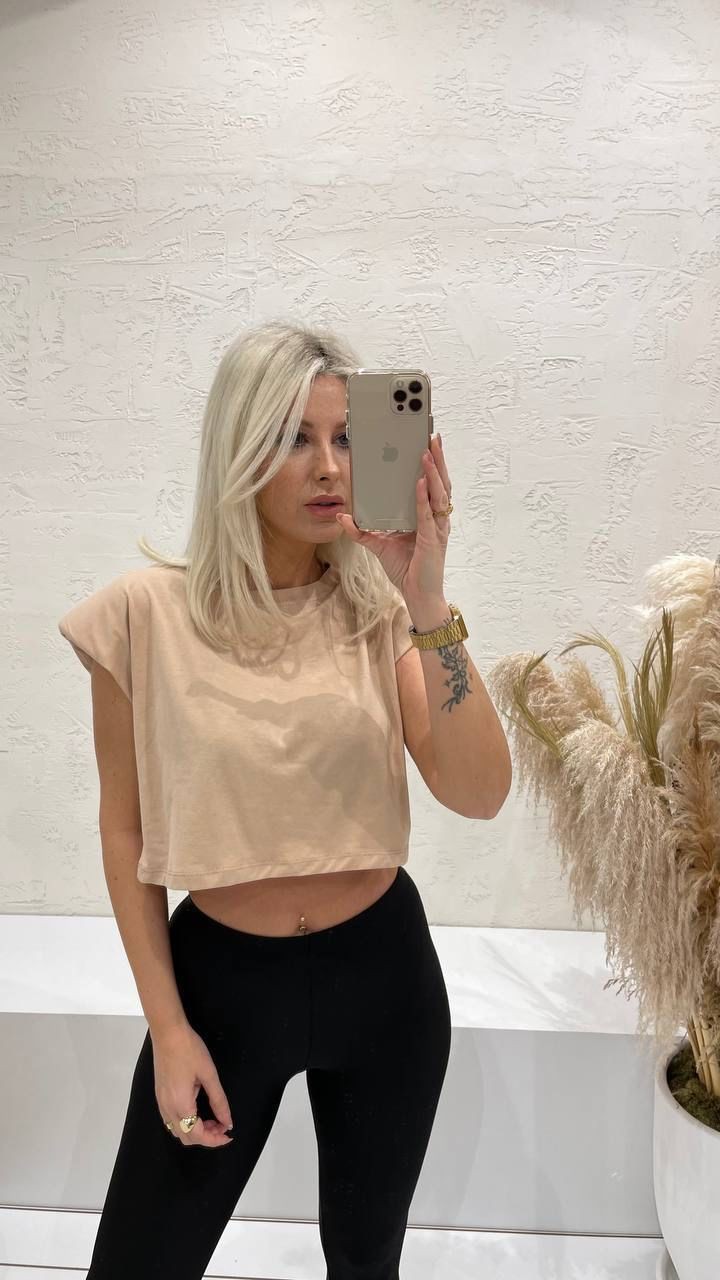 Crop Tshirt - Bej