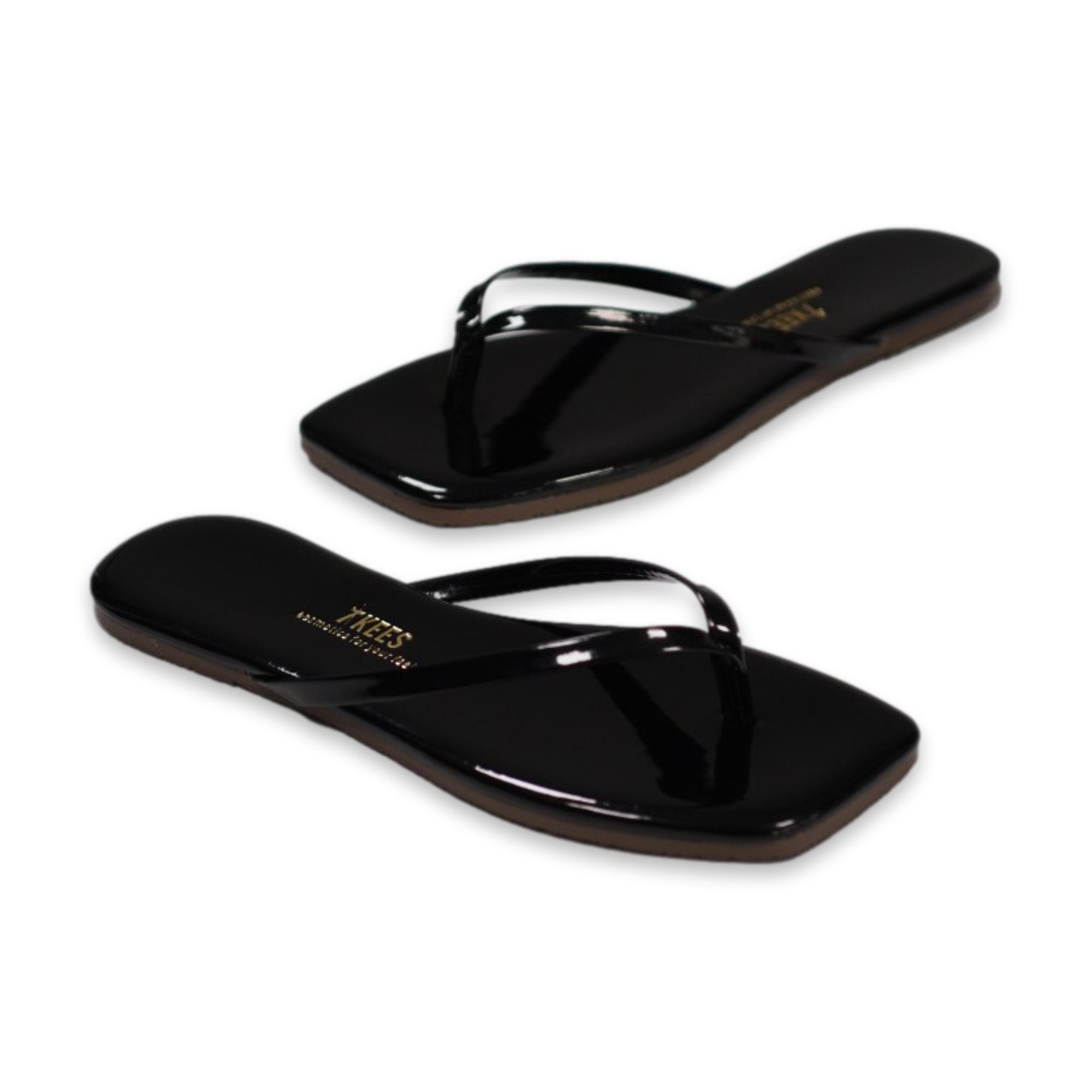Tkees Tk-1014Z Parmak Arası Kare Burun Rugan Kadın Terlik
