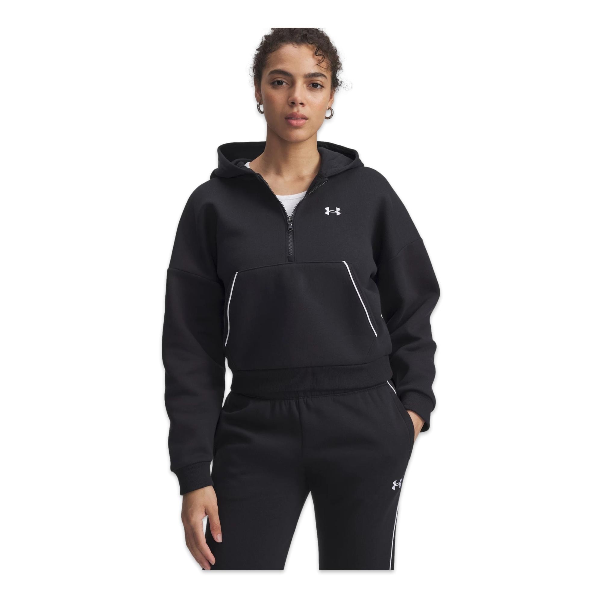 Under Armour 6003707 Rival Flc Piped Hz Hoodie-Beyaz Kadın Sweatshirt