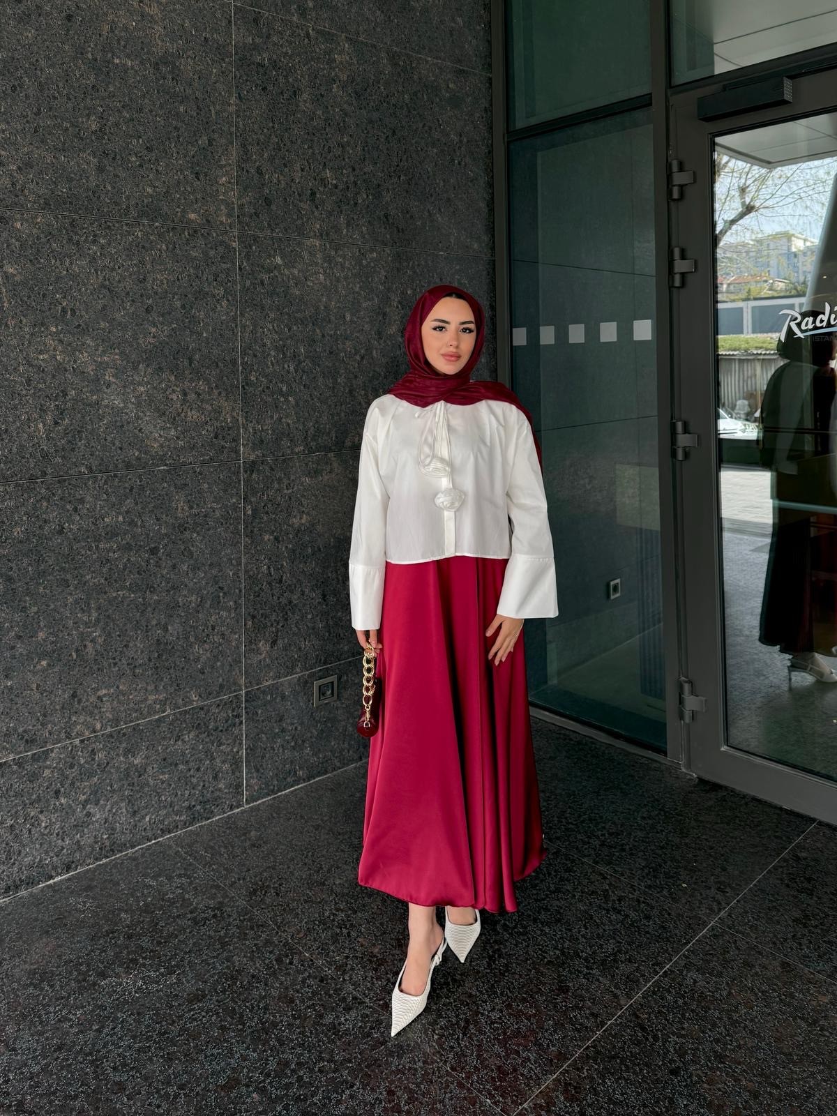 GENİŞ KLOŞ ETEK - Bordo