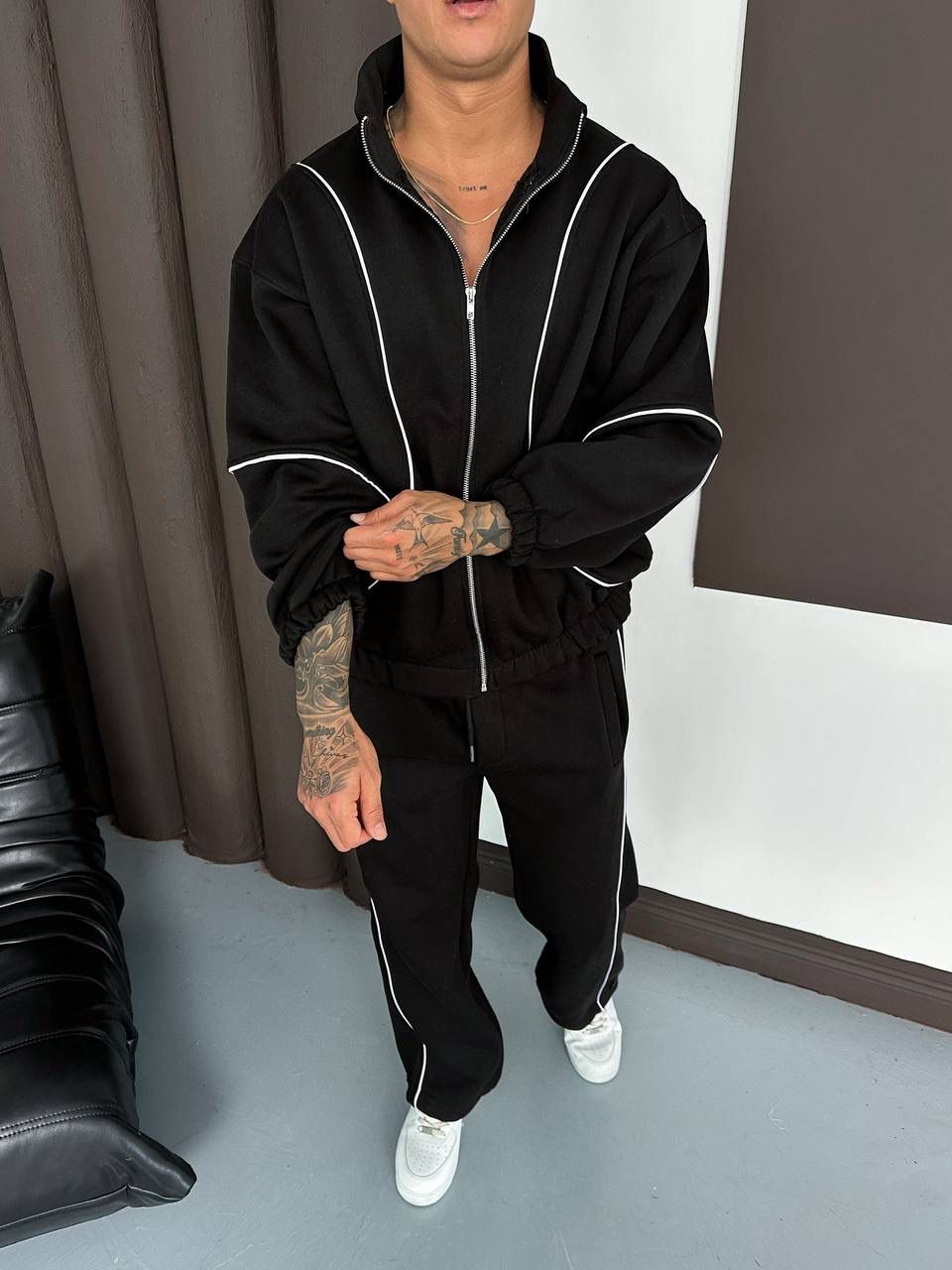 Ara Biyeli Şardonlu Unisex Eşofman Takımı