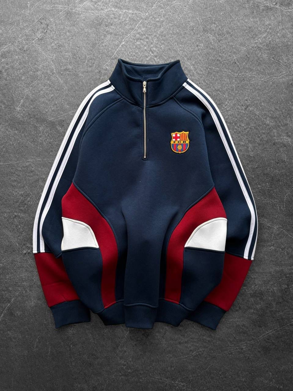 FCB Dik yaka Şardonlu Unisex Sweatshirt
