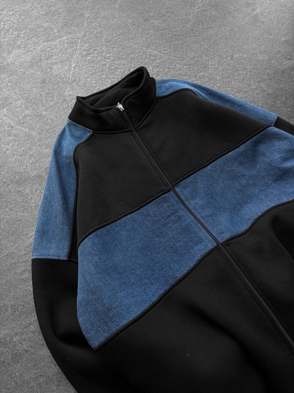 Kot Detay Dik yaka Şardonlu Unisex Sweatshirt