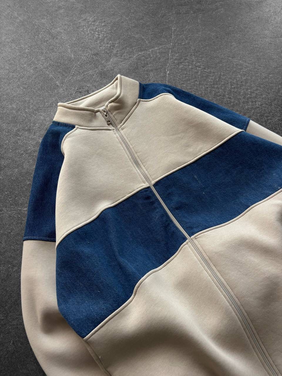 Kot Detay Dik yaka Şardonlu Unisex Sweatshirt