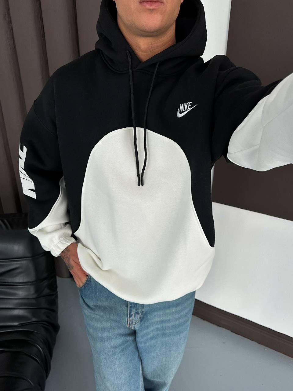 Kol Detay Oversize Unisex Şardonlu Sweatshirt