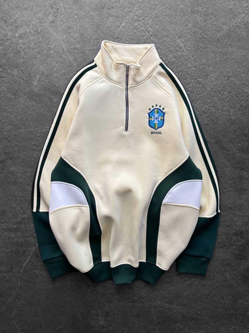 Brasil Dik yaka Şardonlu Unisex Sweatshirt