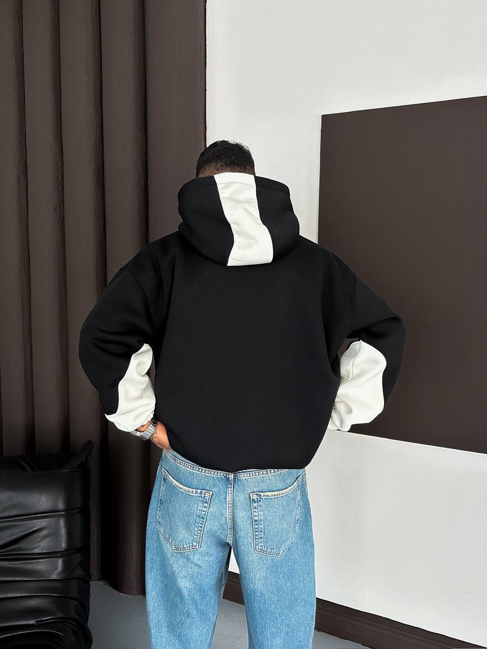 Kol Detay Oversize Unisex Şardonlu Sweatshirt