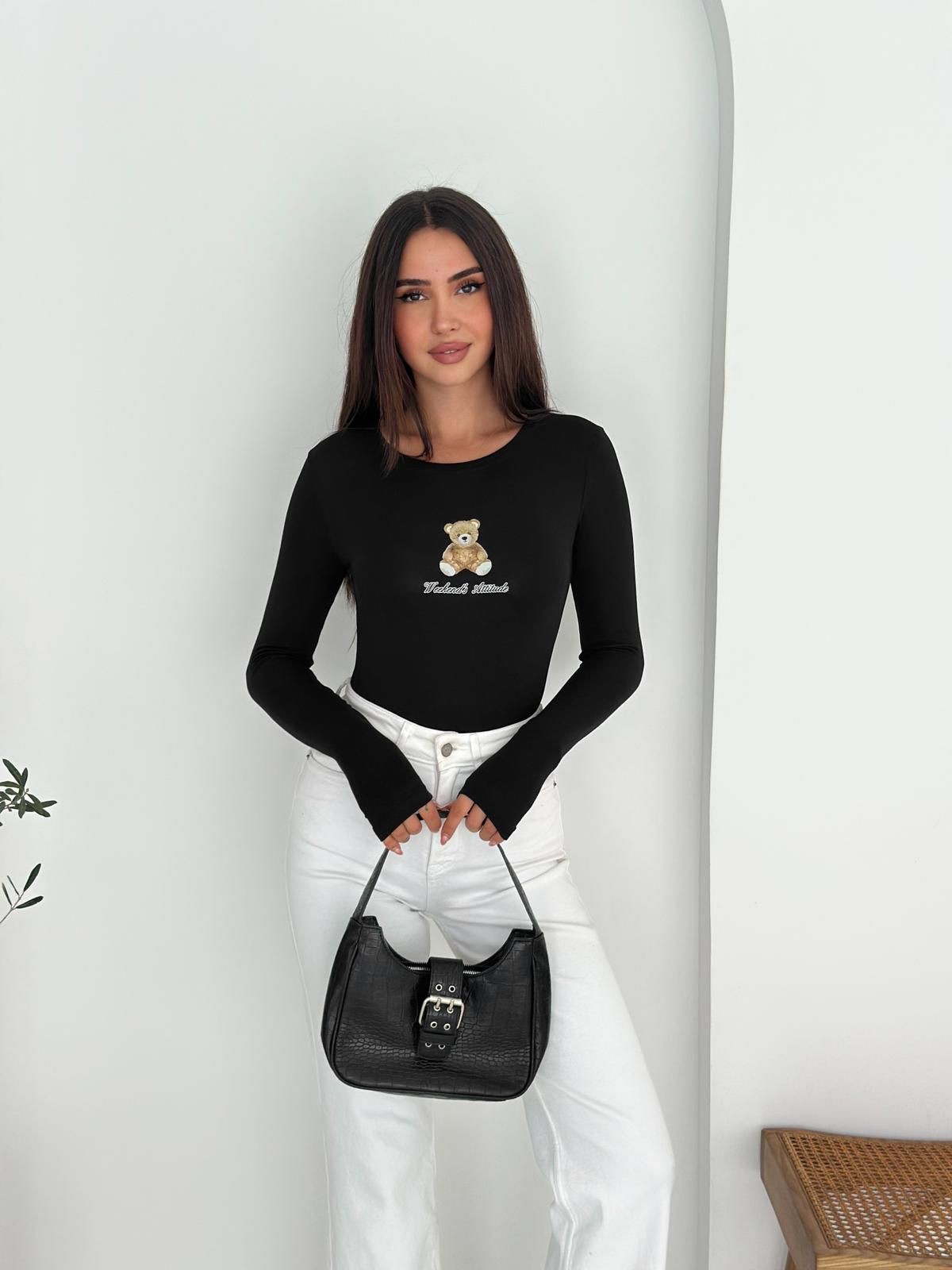 Ayıcık Baskılı Modal Kumaş Bady