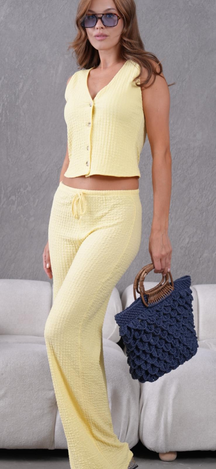 TİMSAH SIRTI MODEL LACİVERT HASIR ÇANTA
