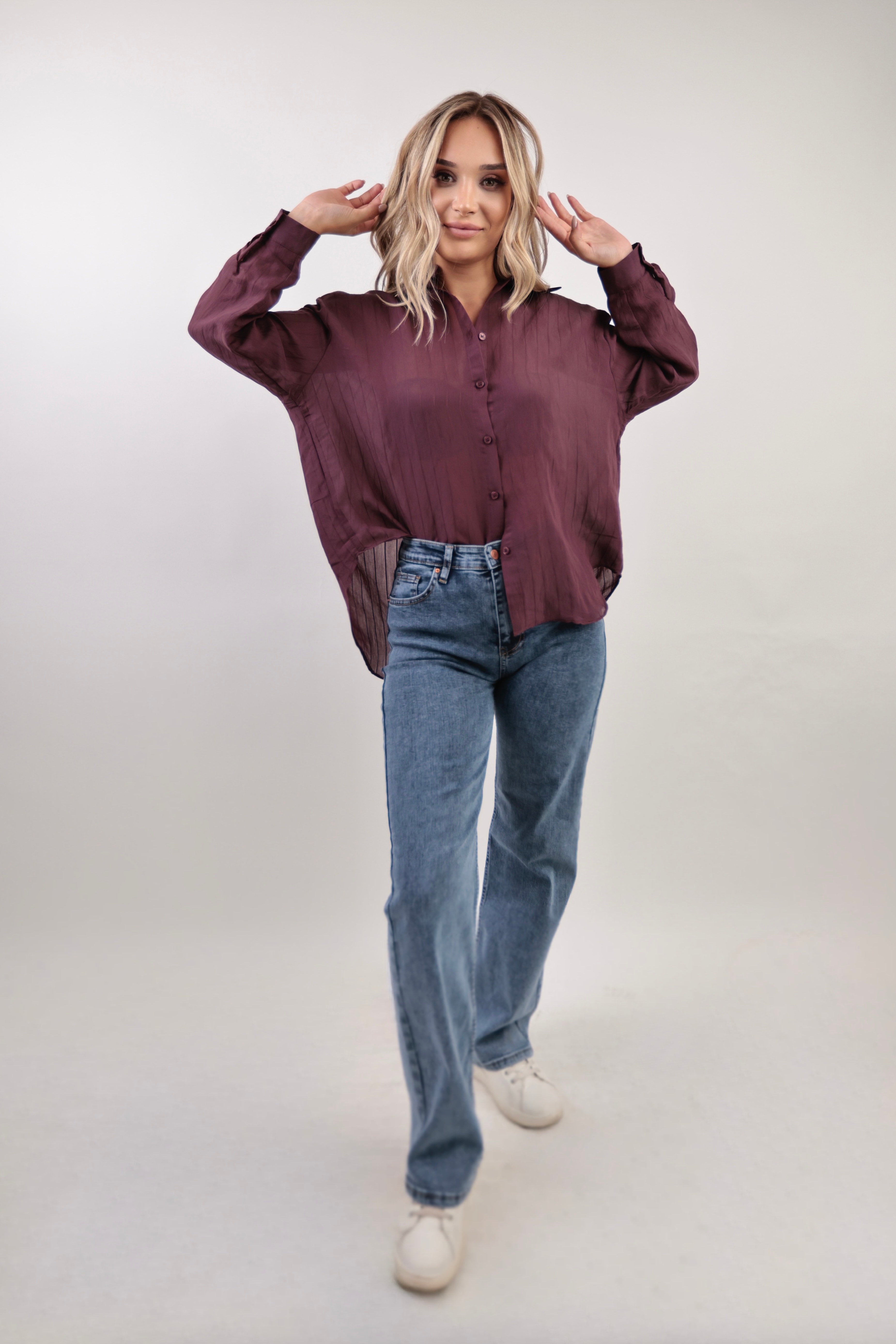 Likralı mavi jean