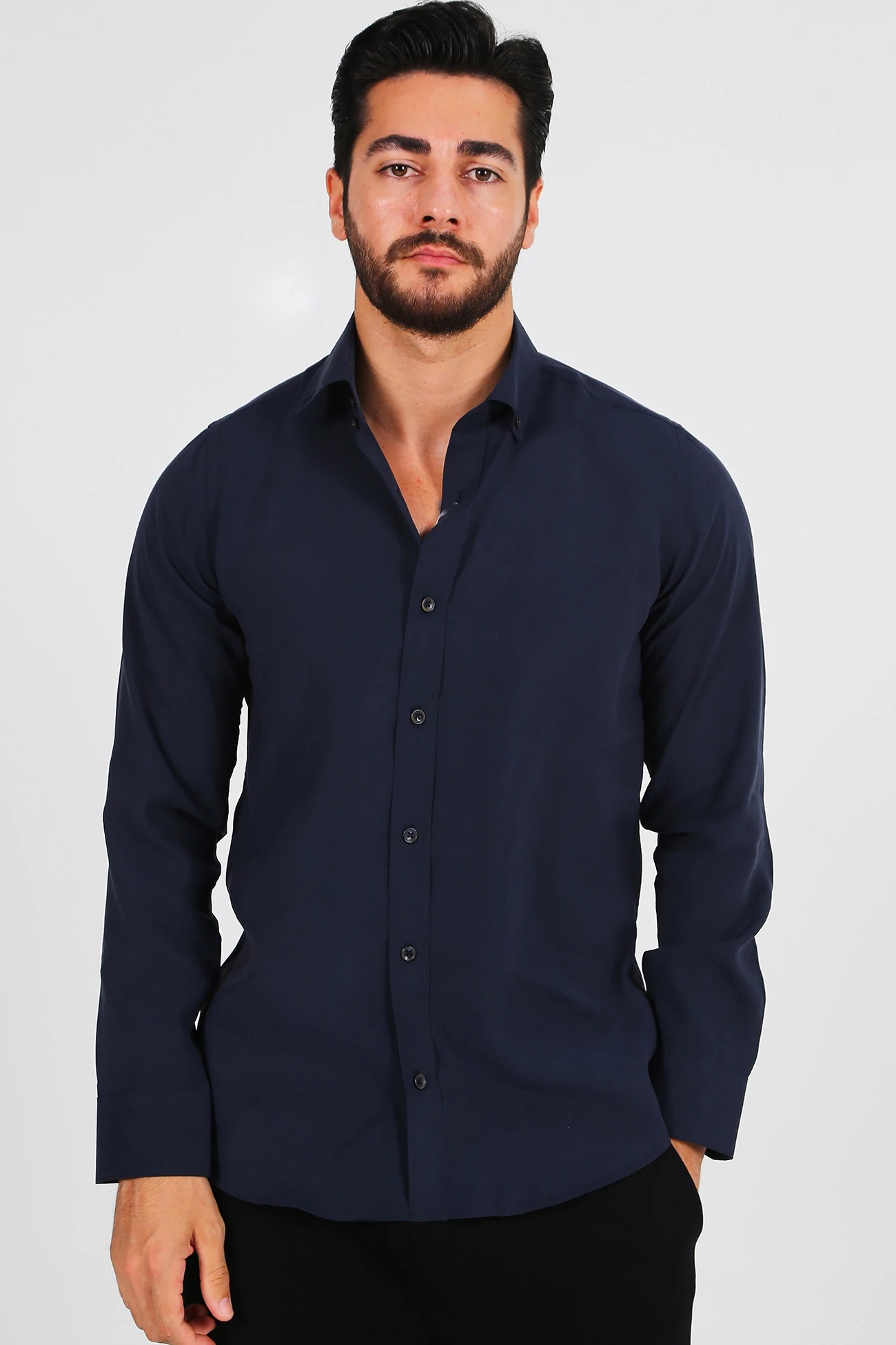 Modal Kumaş Lacivert Gömlek