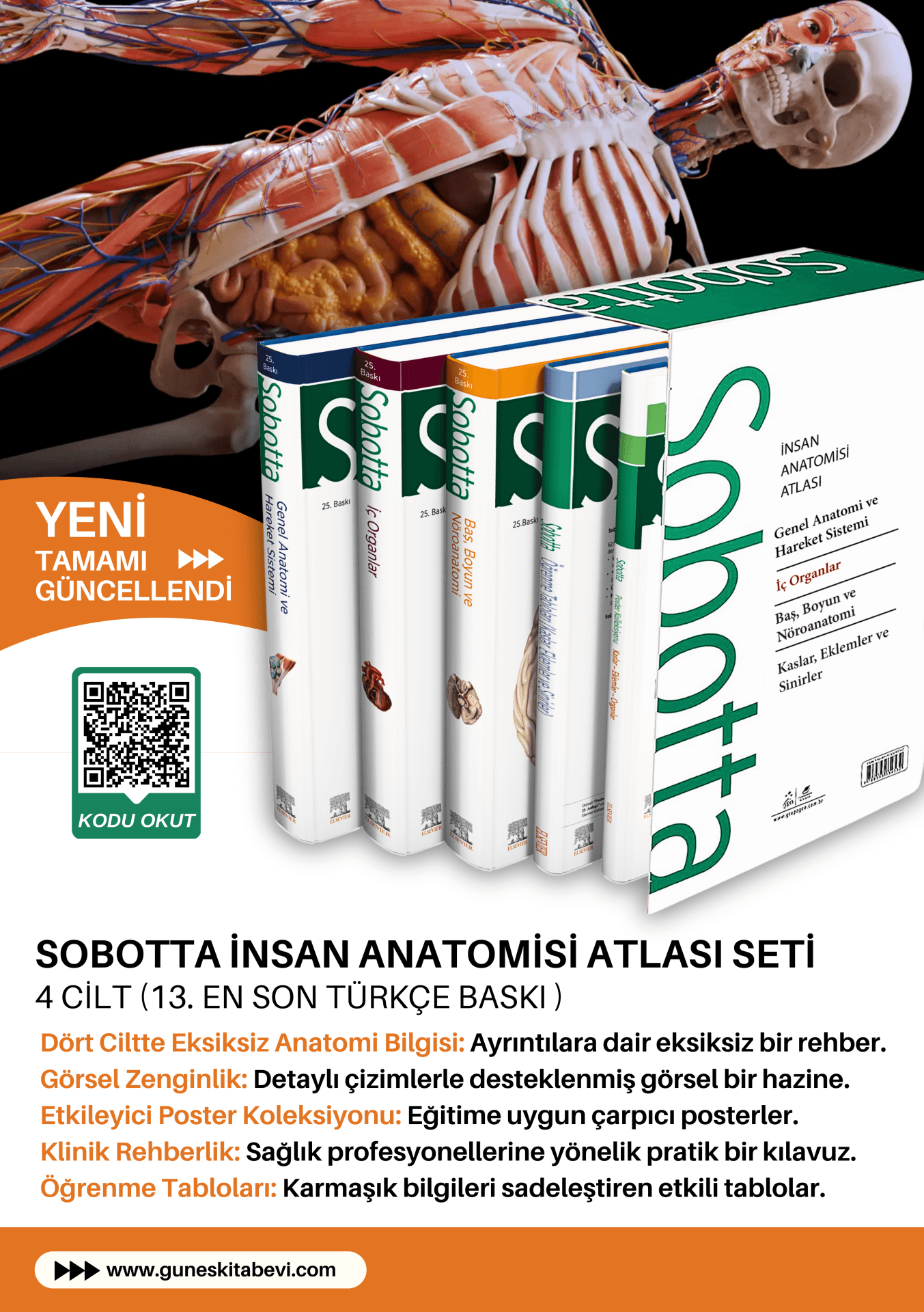 Sobotta İnsan Anatomisi Atlas Türkçe 4 Cilt Set