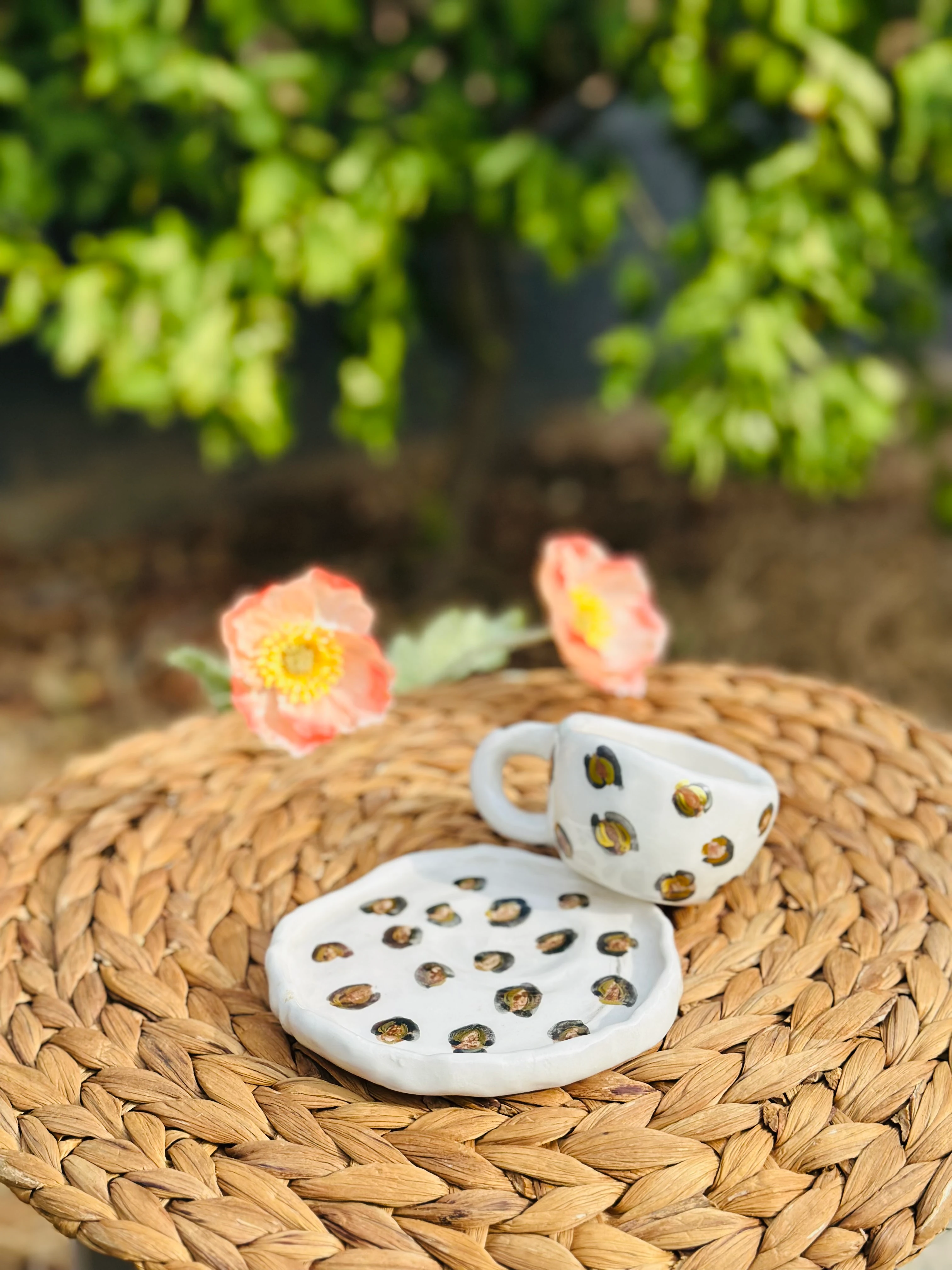 Leopar El Yapımı Fincan (altın yaldız detaylı)