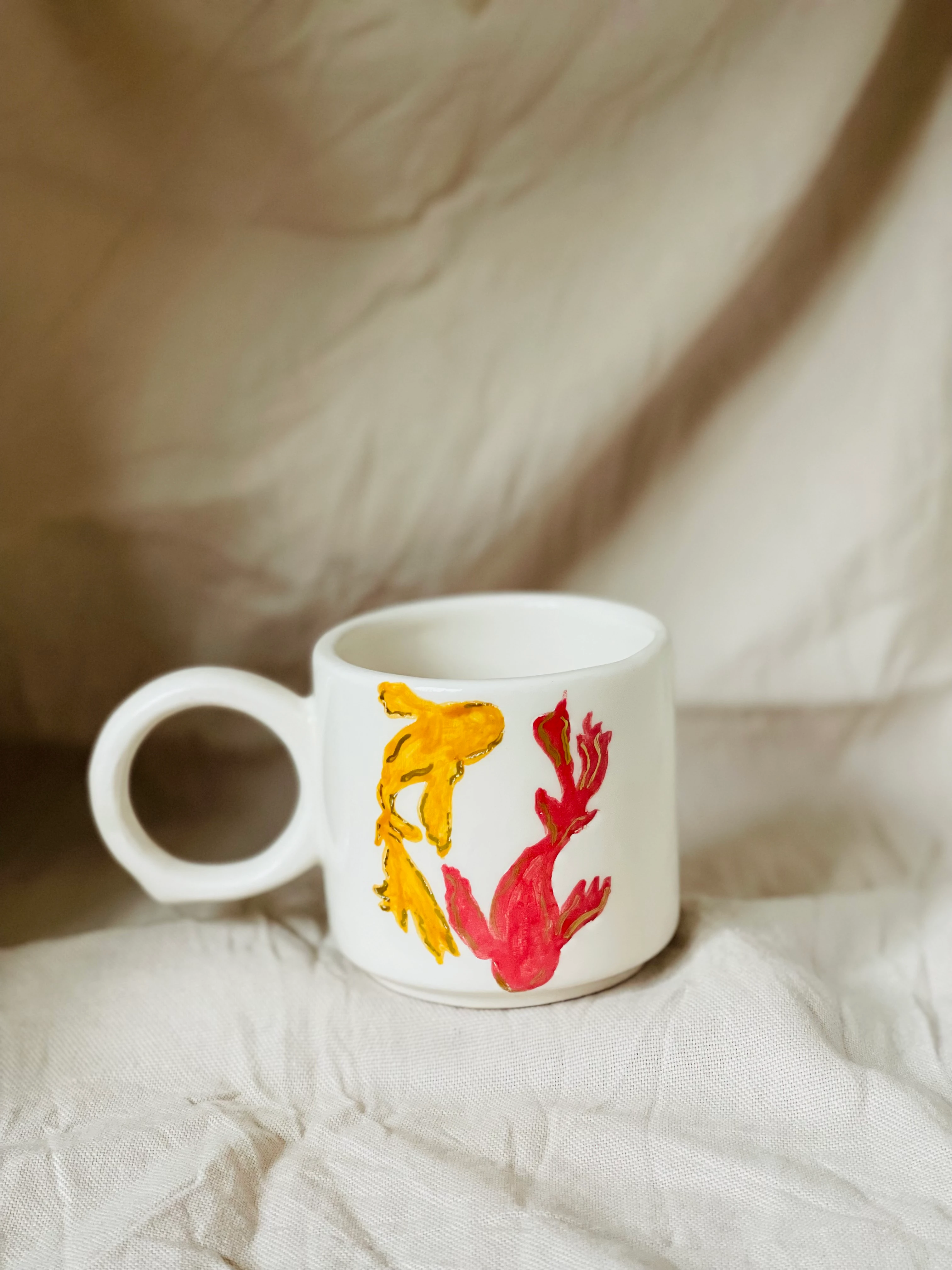 Koi balığı kupa (altın yaldız detaylı)