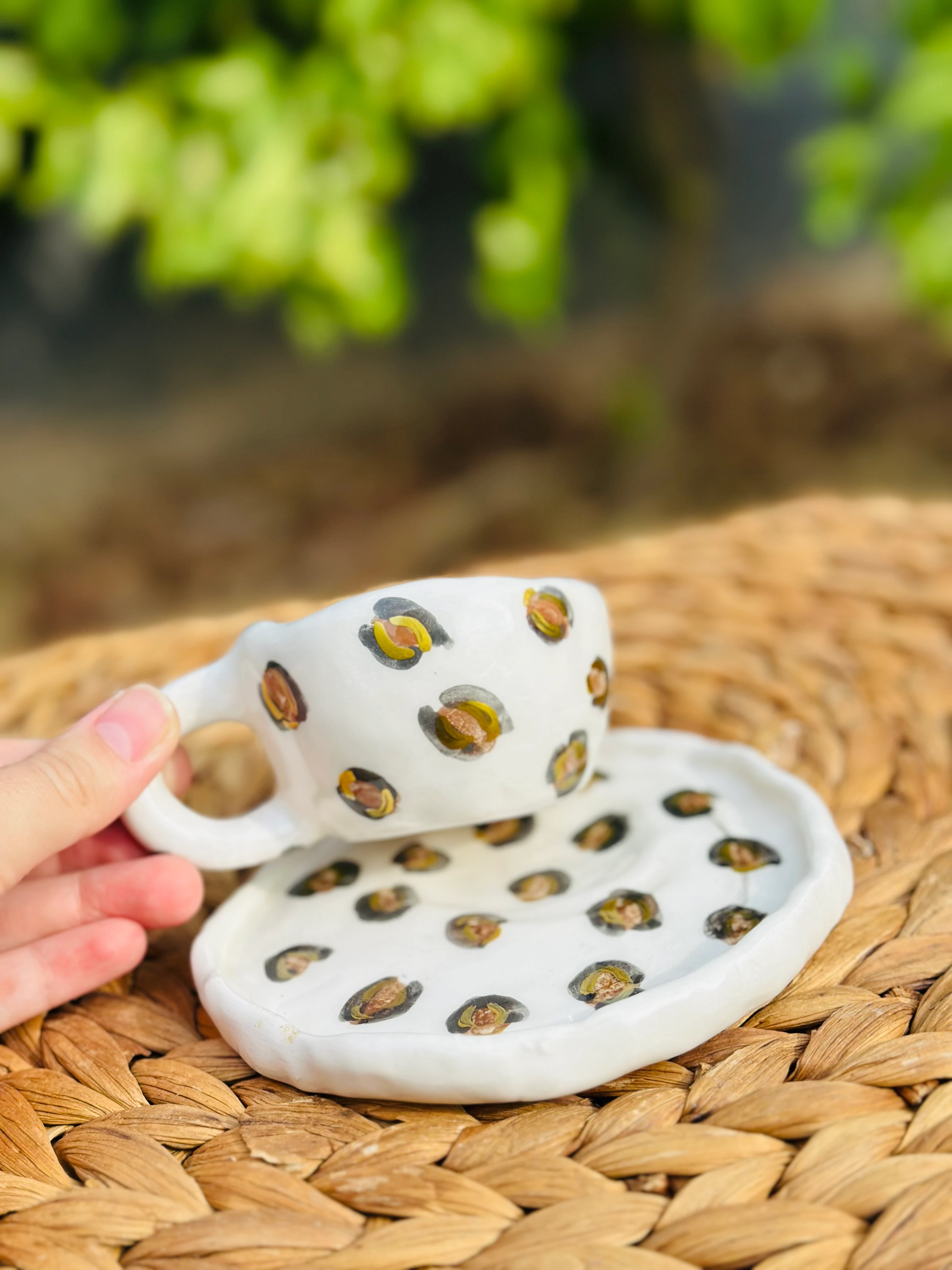 Leopar El Yapımı Fincan (altın yaldız detaylı)