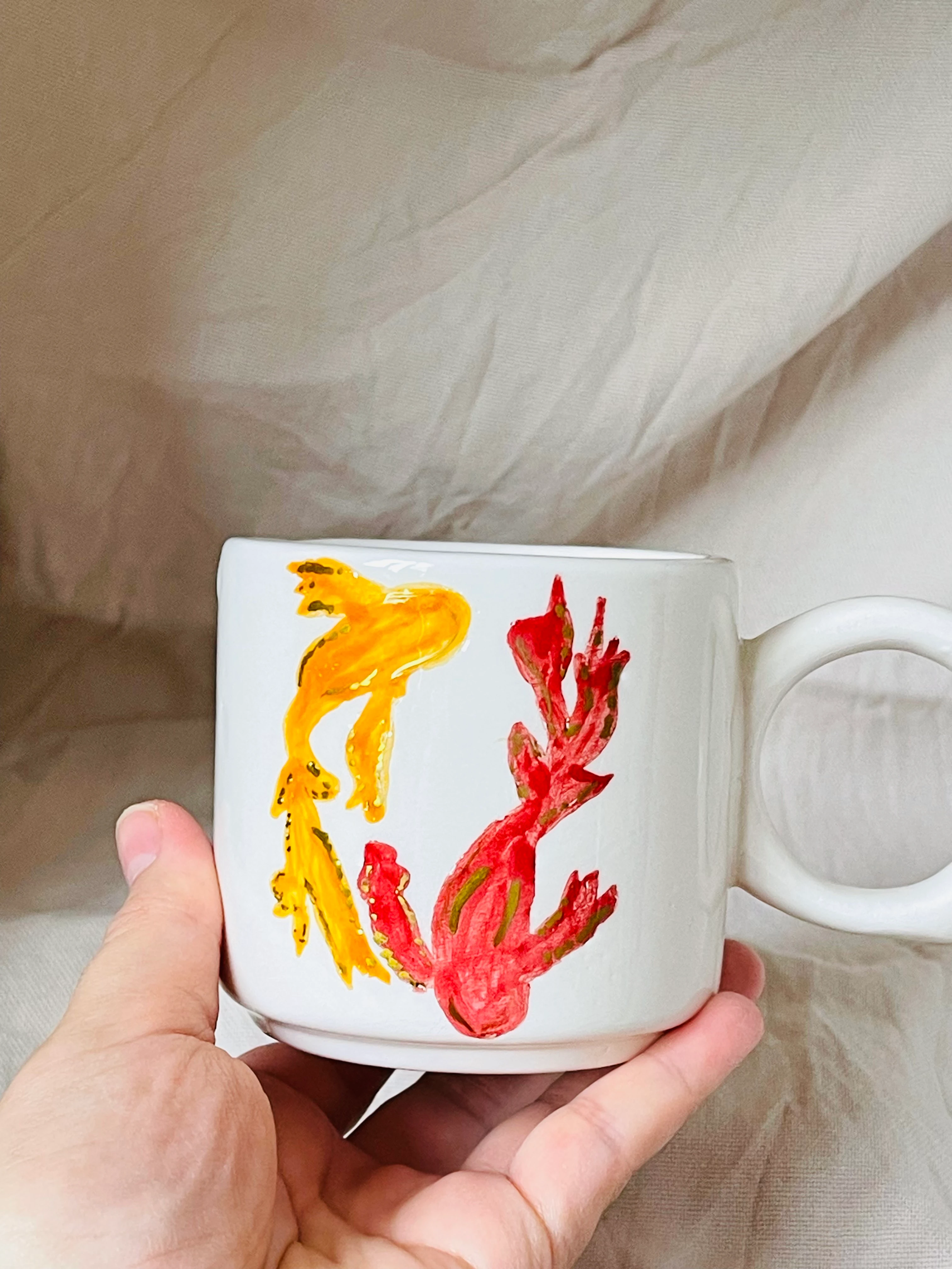 Koi balığı kupa (altın yaldız detaylı)