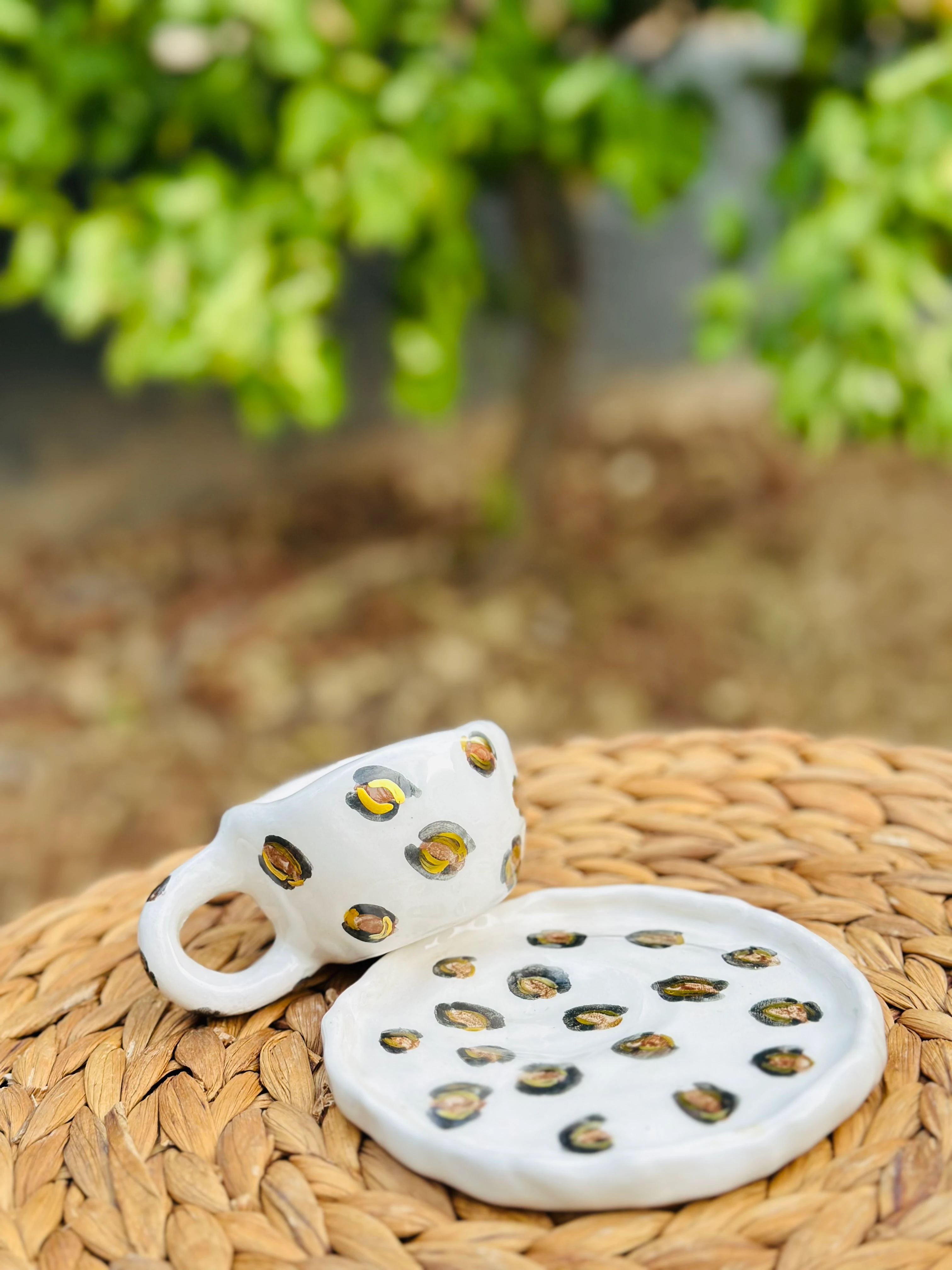 Leopar El Yapımı Fincan (altın yaldız detaylı)