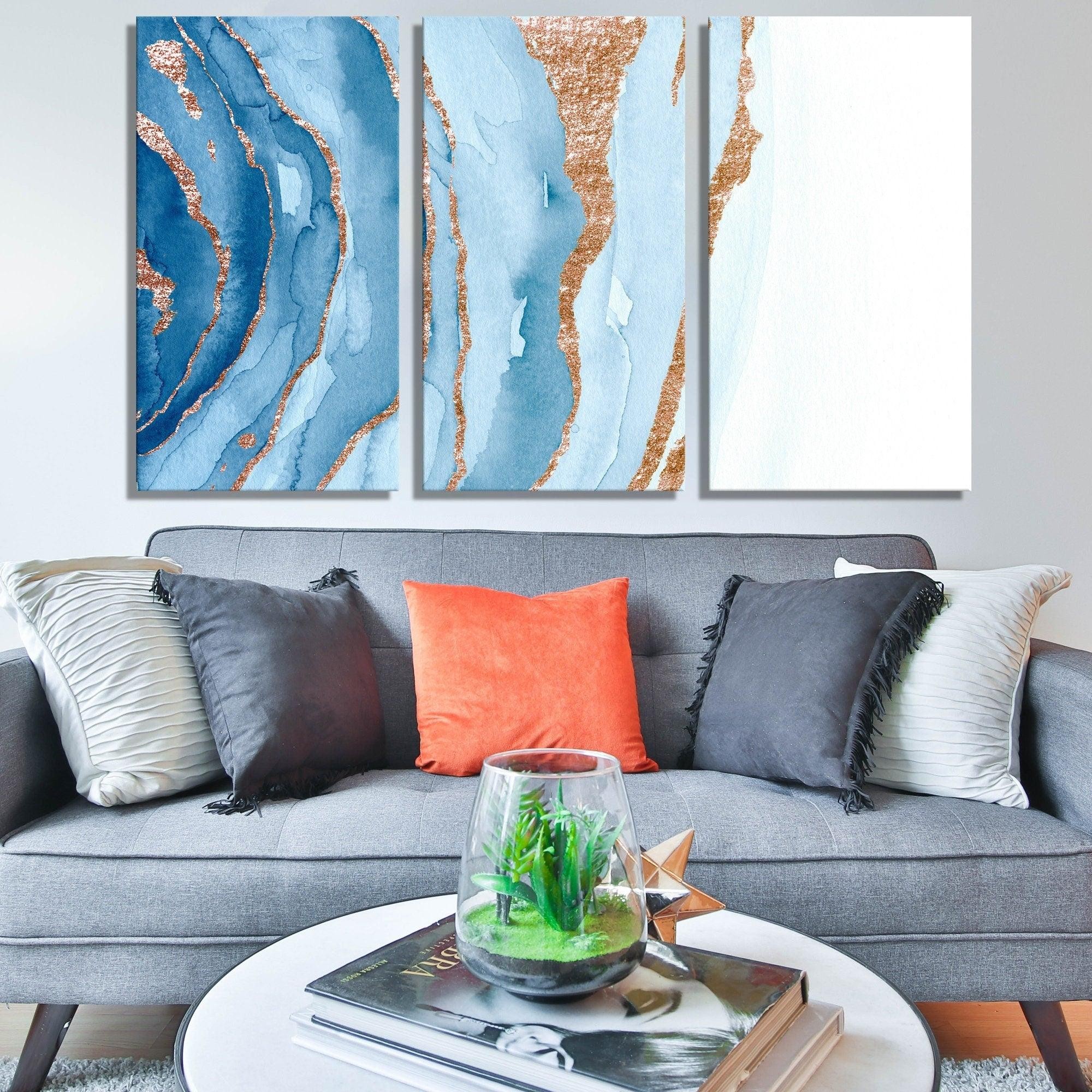 blue and gold Canvas Print | Wrap Canvas Wall Art, Stretched Canvas Print Wall Canvas, Abstract artwork , gold canvas art, blue canvas art