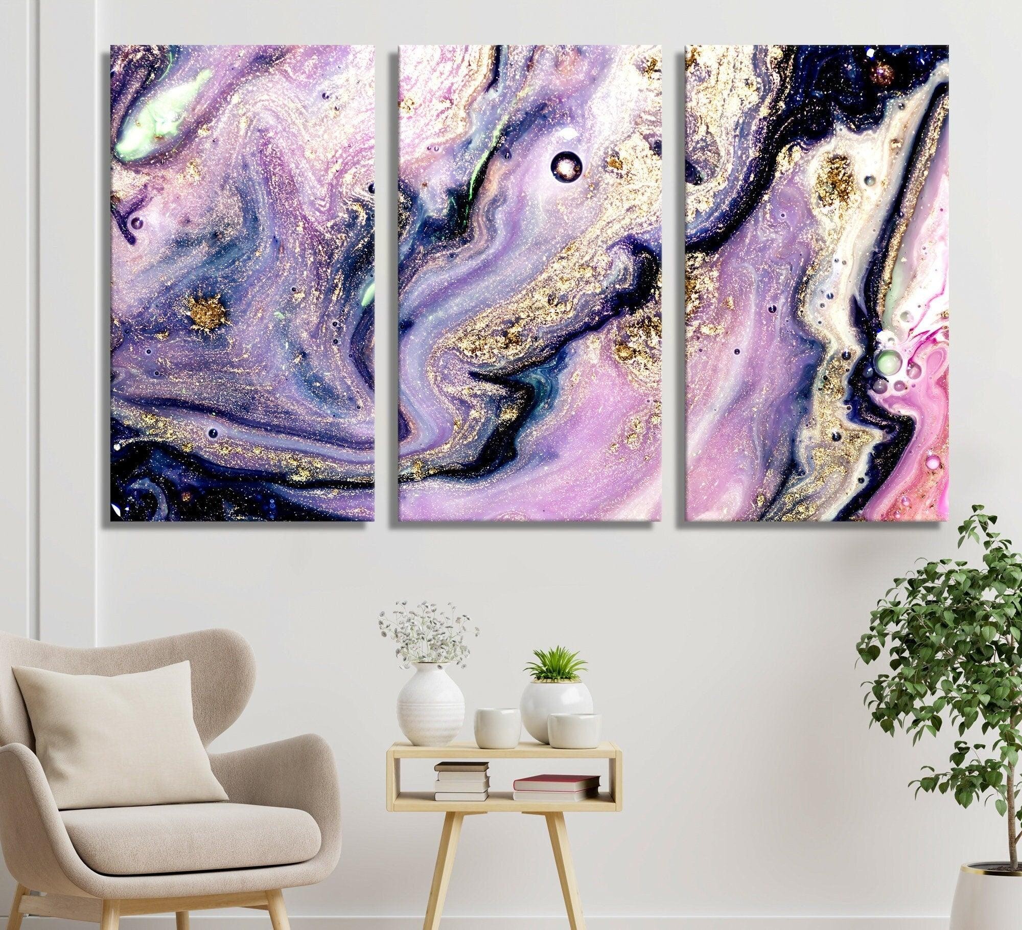 Purple and Gold marble wall art | Fashion Wall Art, Marble Wall Art Canvas, Abstract Canvas Print, Gold Marble Print, Luxury Wall Art