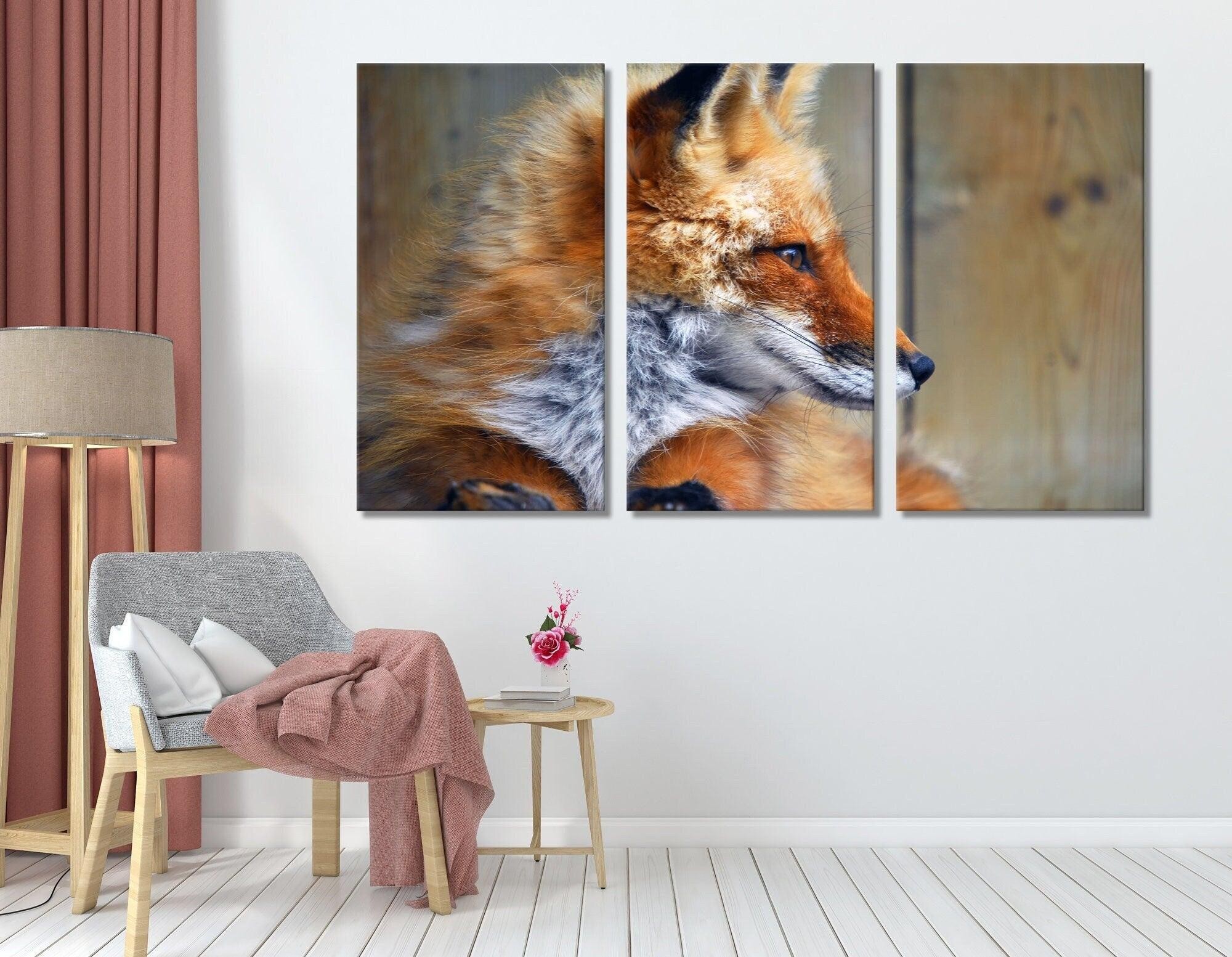 Red Fox Canvas wall art | Canvas Multiple Sizes, Animal Art, Animal wall art canvas, foxes Set of 3, Gift For Friends, poster READY to Hang