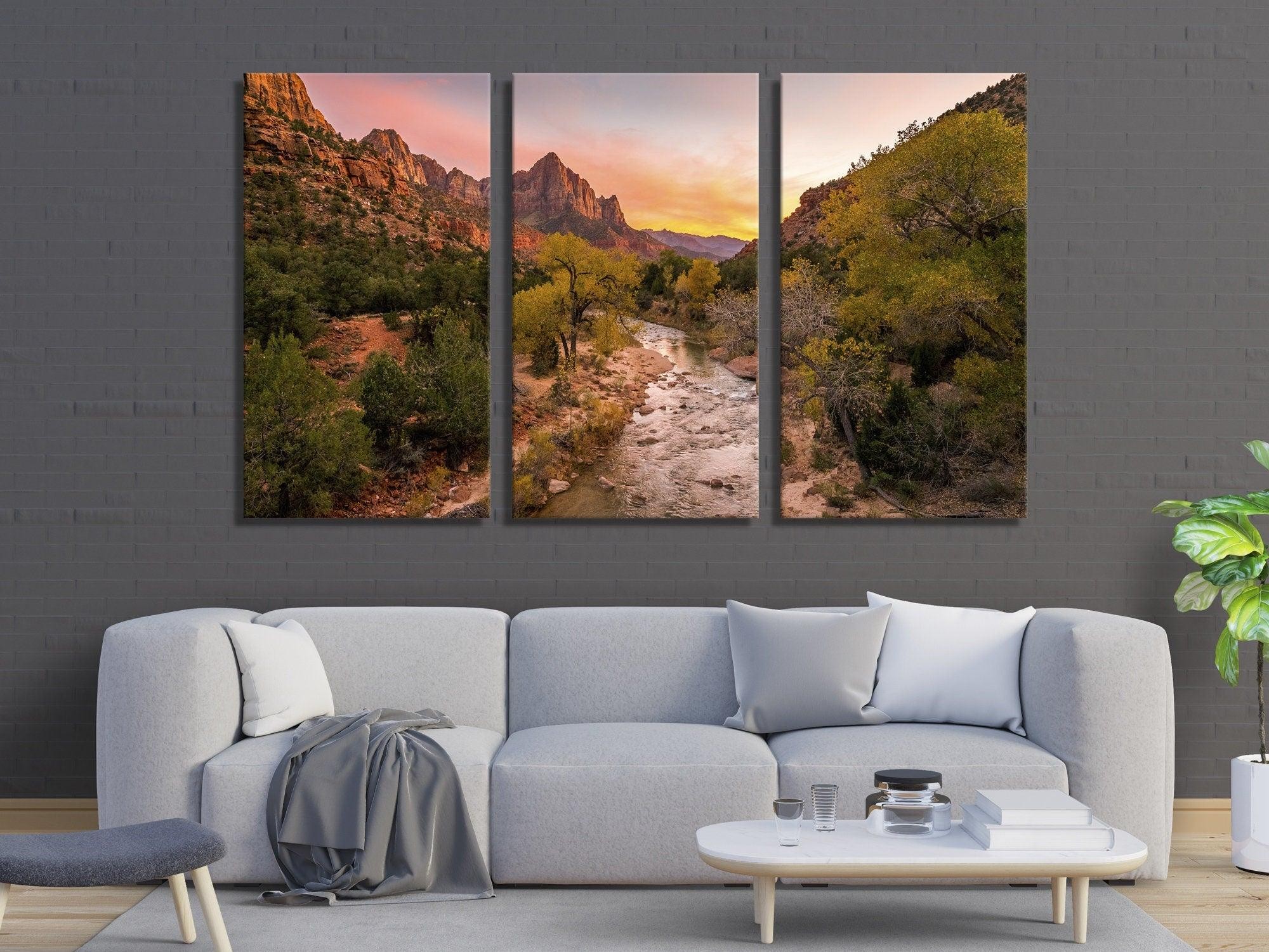 Zion National Park | 3 Piece Nature Print Mountain Wall Art, canvas wall art, Landscape Wall Art, Poster Print or Canvas, canvas painting