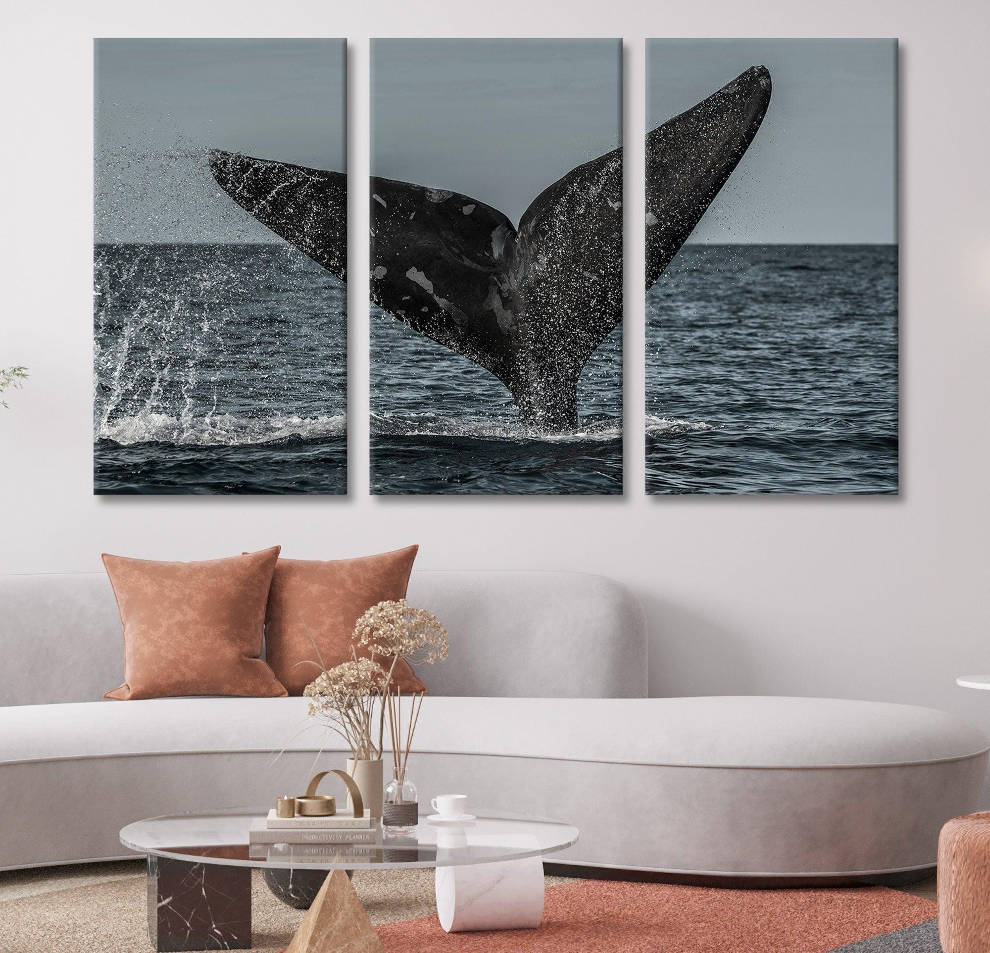 Whale Tail Stylish Wall Decor| Whale Large Wall Pictures, Whale Printing Art, Whale Canvas Wall Decor, Underwater Life Home Decor Wall