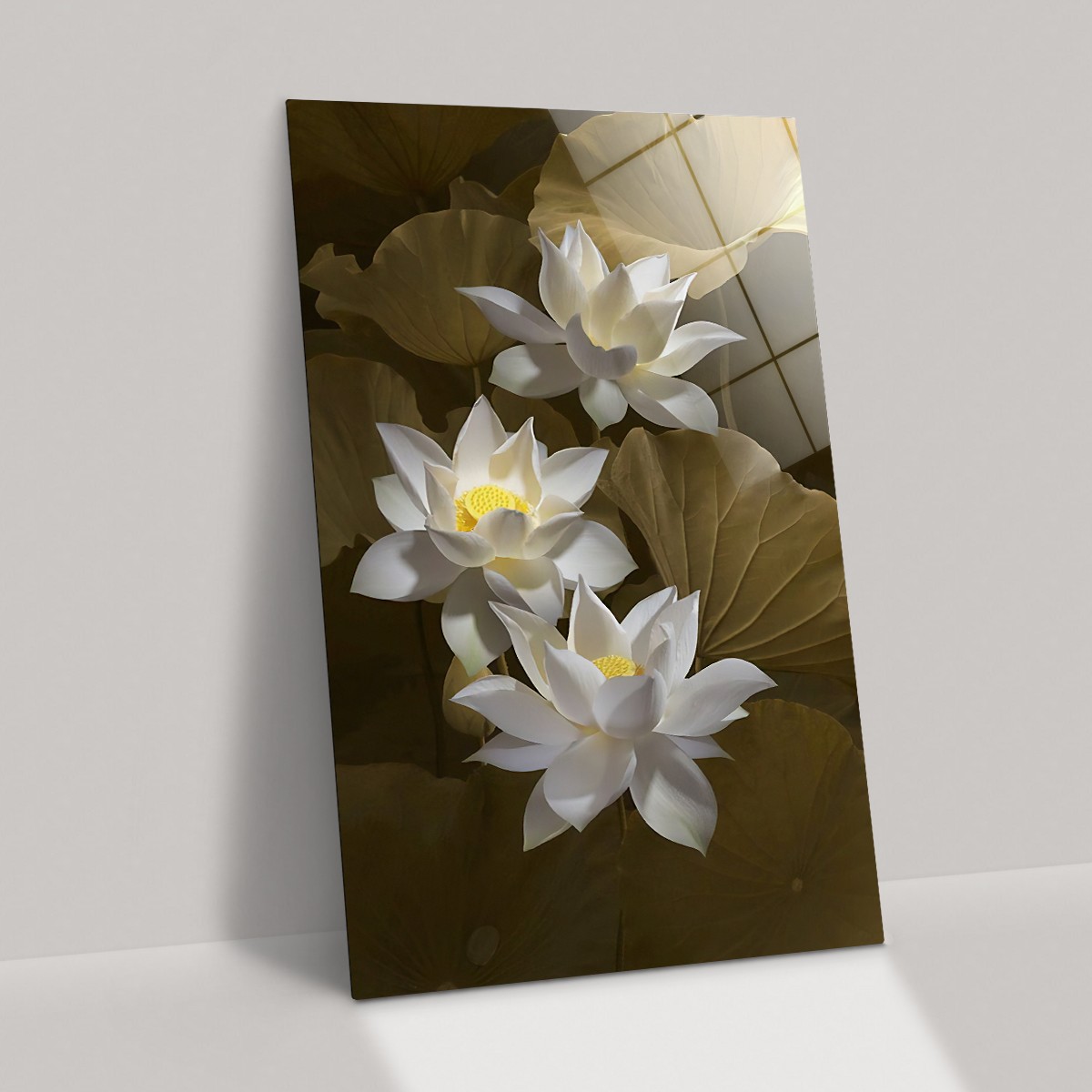 Lotus Çiçeği Cam Tablo