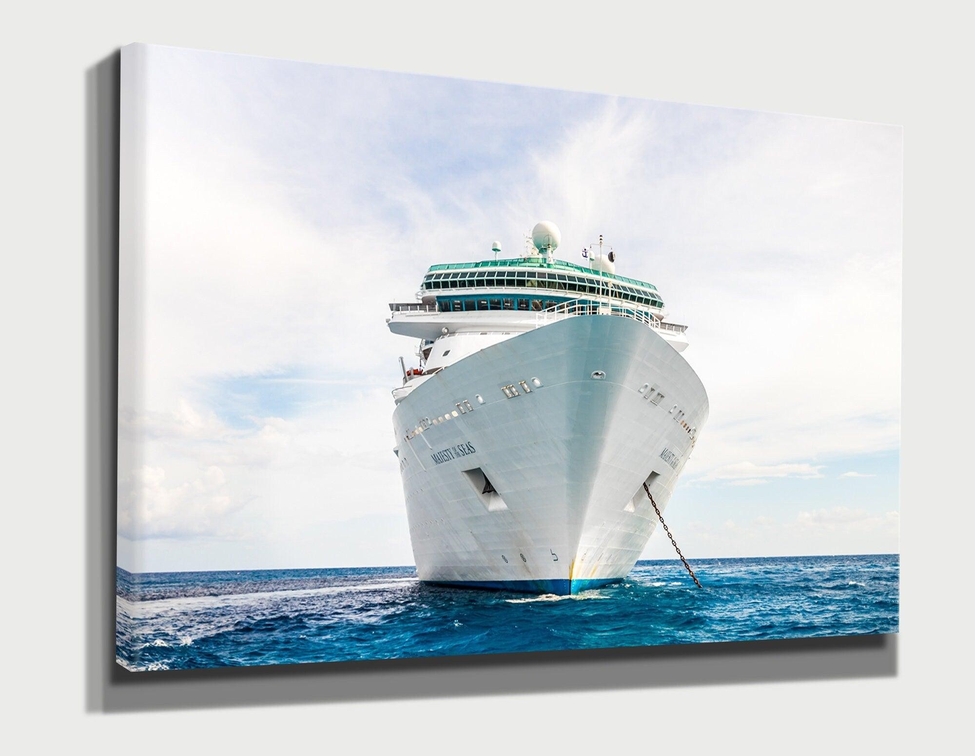 White Cruise Ship in Sea Pictures Print, Cruise Liner Painting Art on Canvas, Travel Art for Wall, Ship Modern Artwork, Cruise Art For Gift