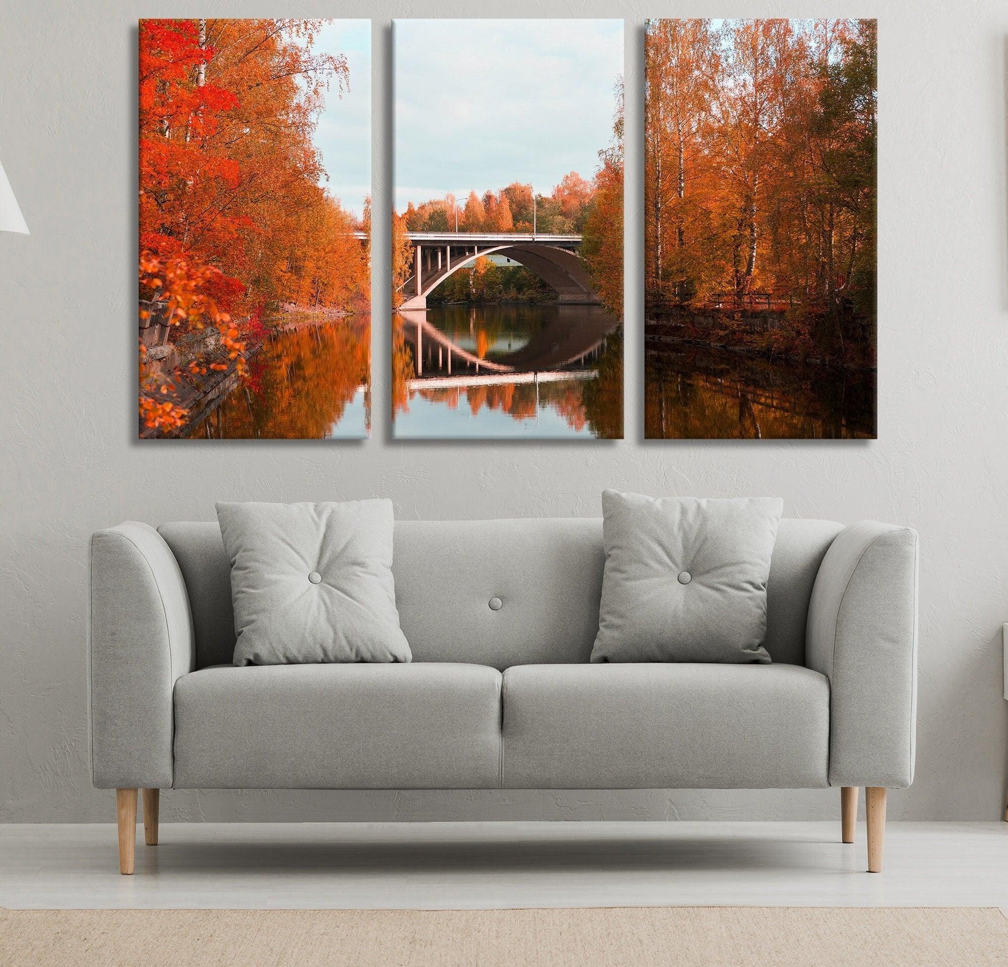 Tree Wall Art Canvas | Gallery Wrapped, 3 piece canvas wall art, canvas wall art, extra large canvas wall art, Autumn Forest Trees