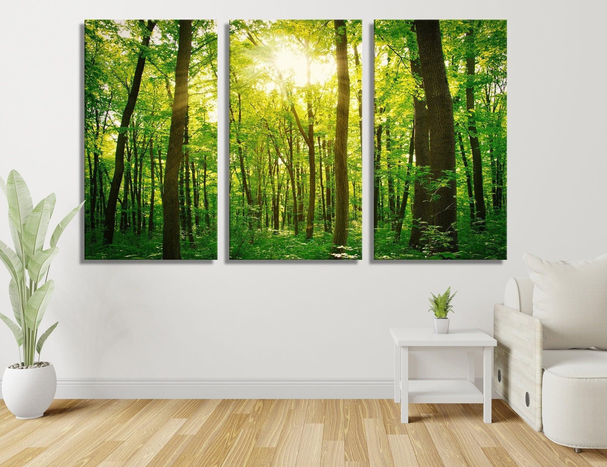 Forest Wall Art Canvas| Green Countryside Forest Print, forest wall decor, forest canvas art, large forest print, Trees Canvas Print, canvas