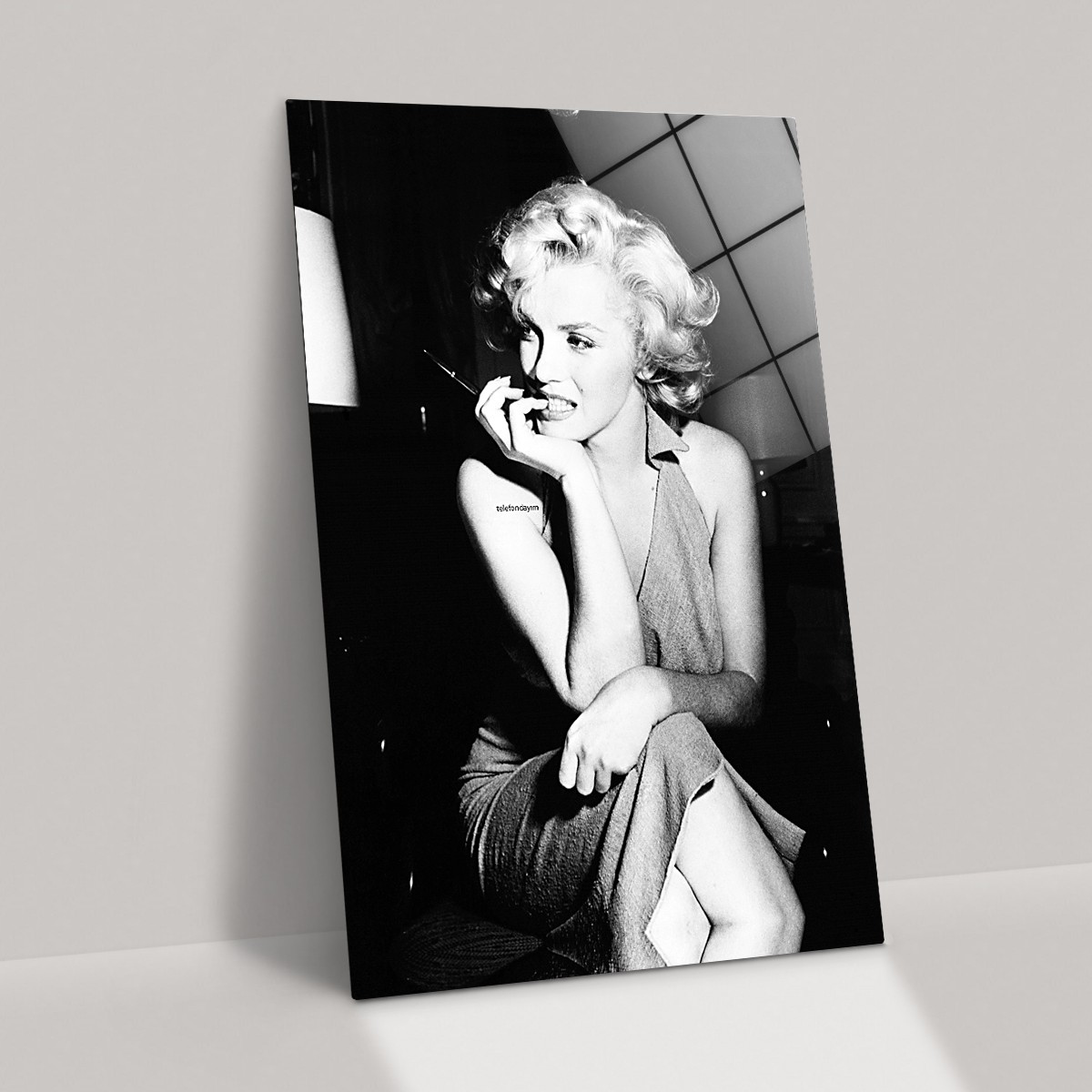Marilyn Monroe Siyah Beyaz Cam Tablo