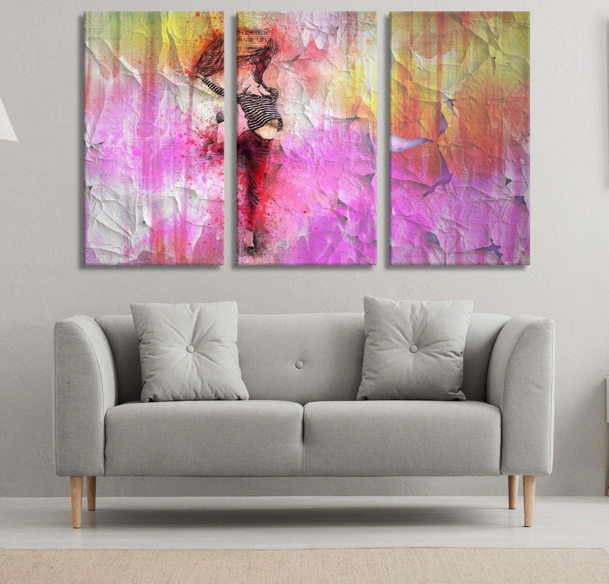 pink woman canvas wall art| Ballerina wall decor, Canvas poster, Dance Oil Paintings, Girl Gift, Woman Painting, womanDancer, woman canvas
