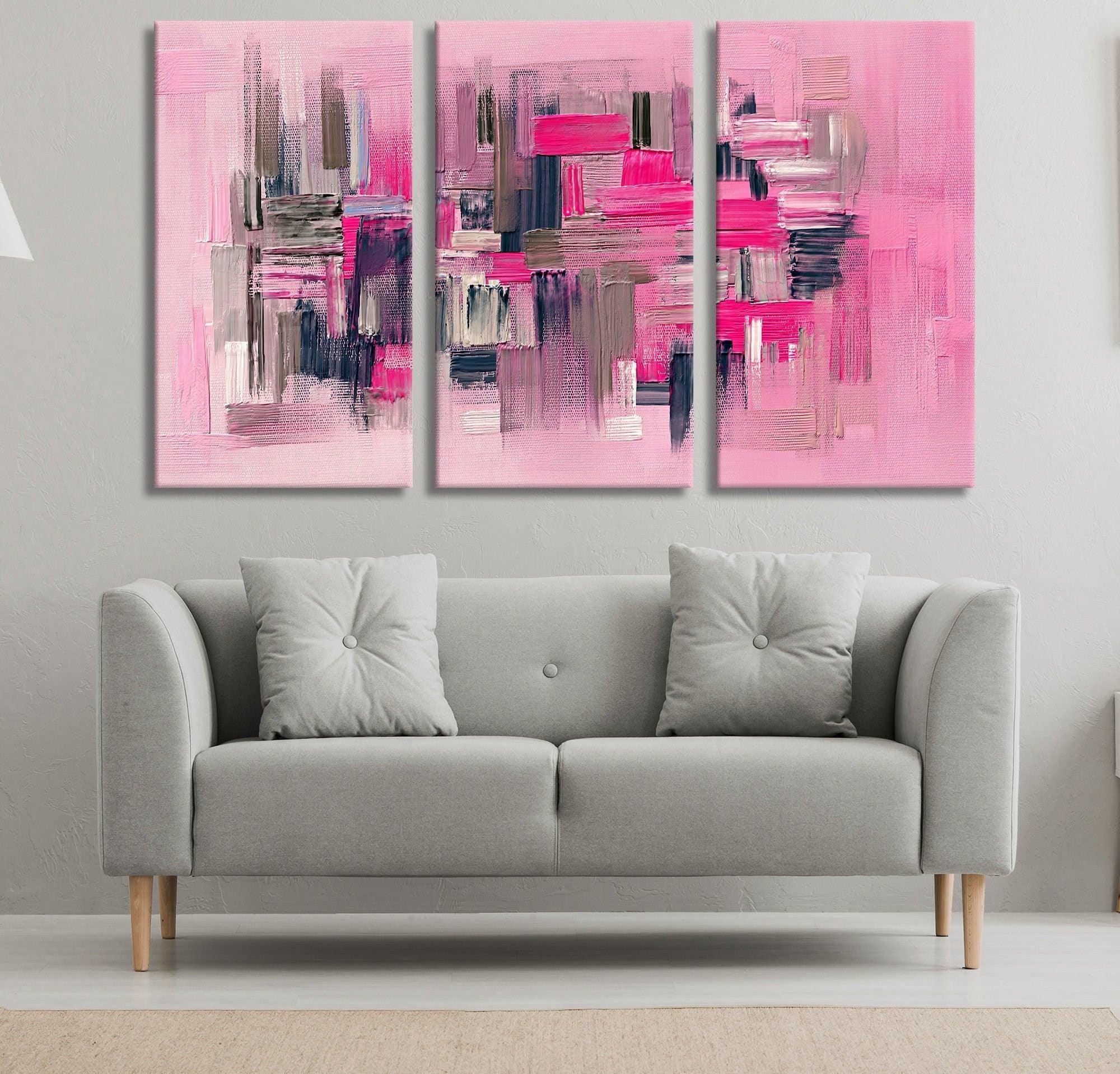 Abstract pink Textured glass wall art |Oil Painting on Canvas, pink Large Original Custom Modern Painting Living Room Wall Art, pink art