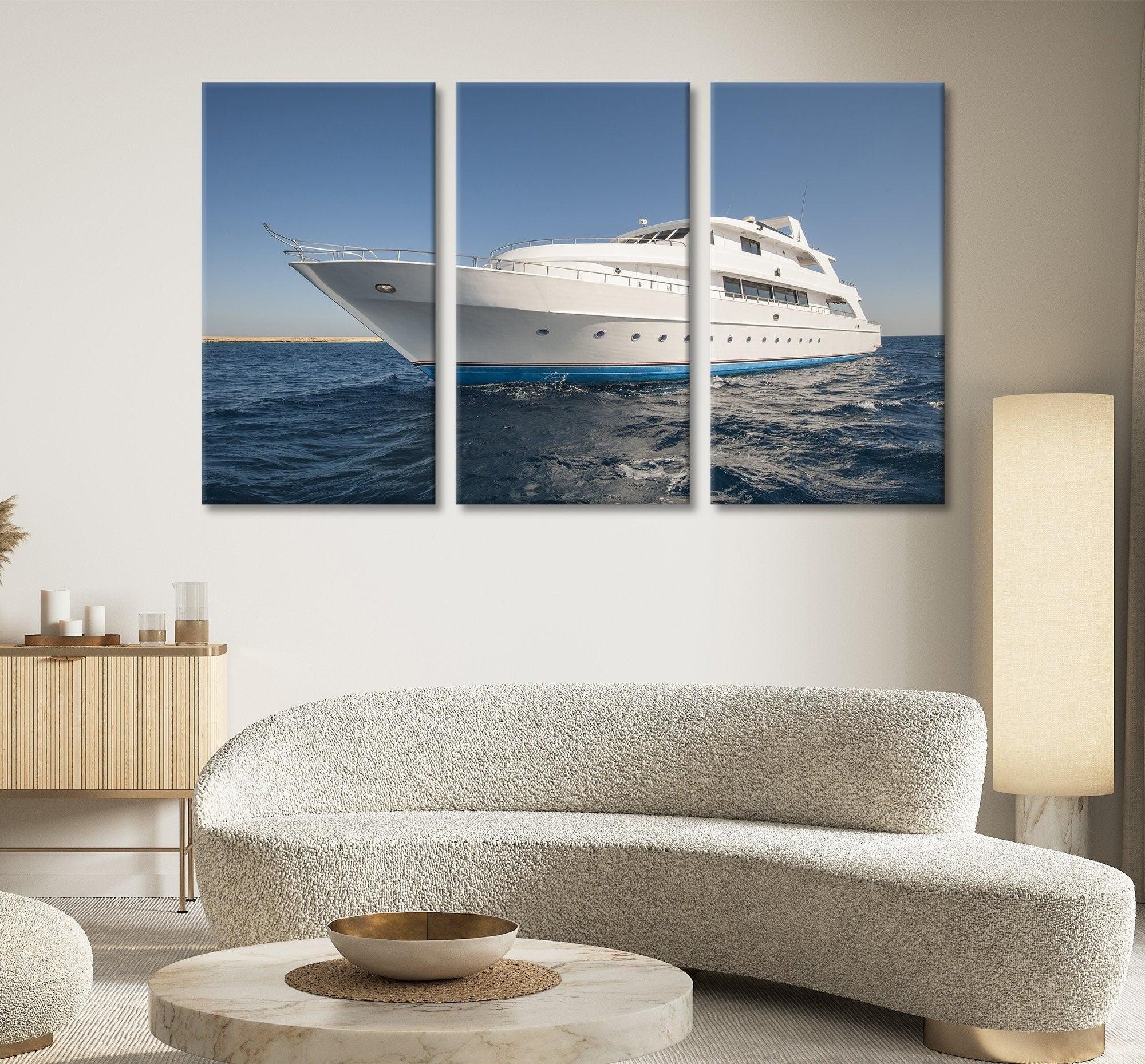 Ship in Sea canvas wall art| Cruise Liner Painting Art on Canvas, Travel Art for Wall, Ship Modern Artwork, boat wall art, decor
