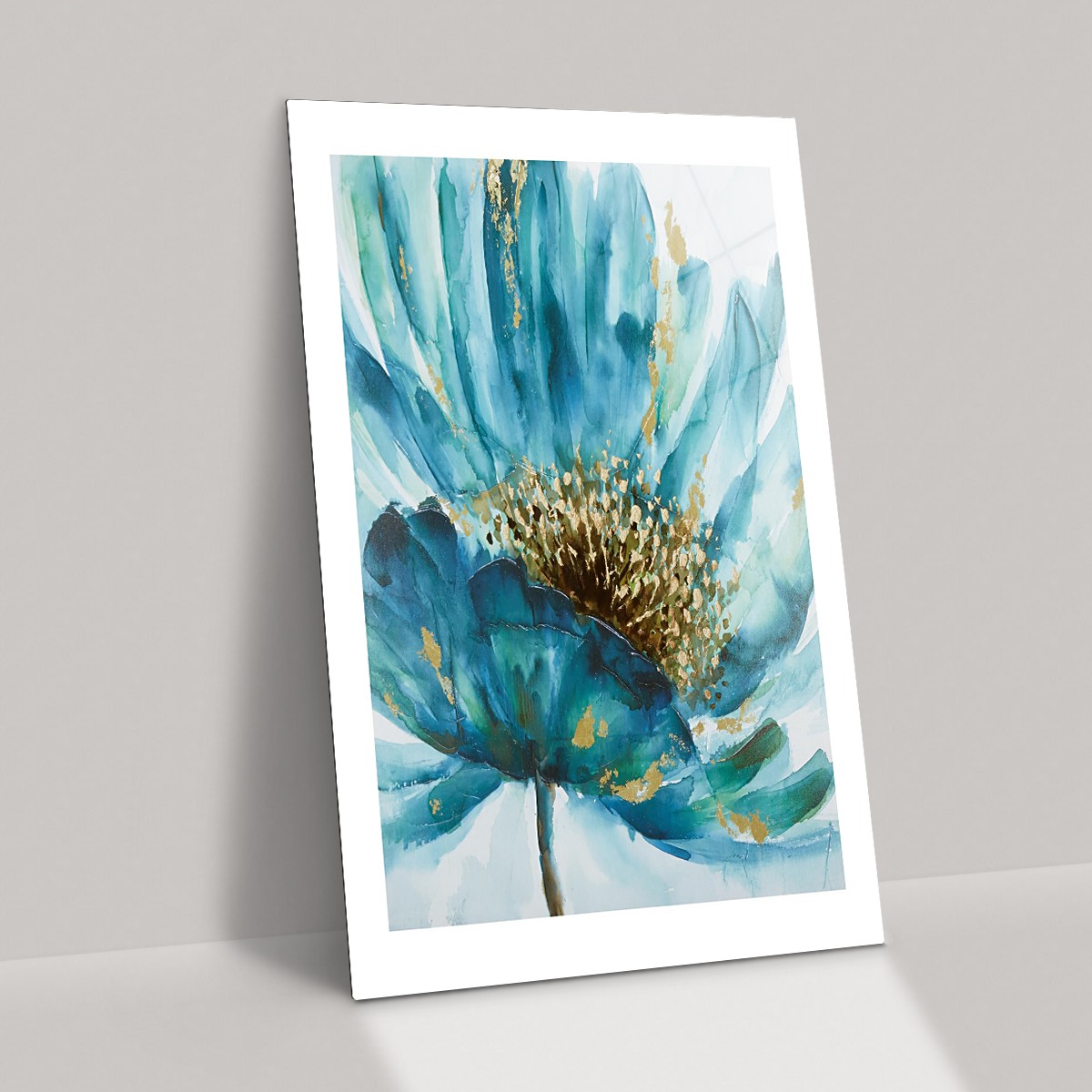 Mavi Çiçek Cam Tablo