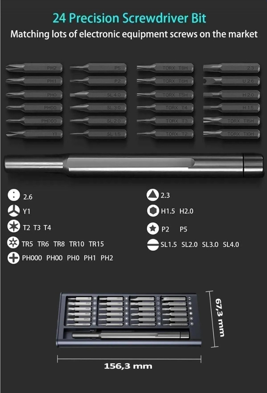 iPhone & Elektronik Uyumlu Tornavida Seti – 24 Parça