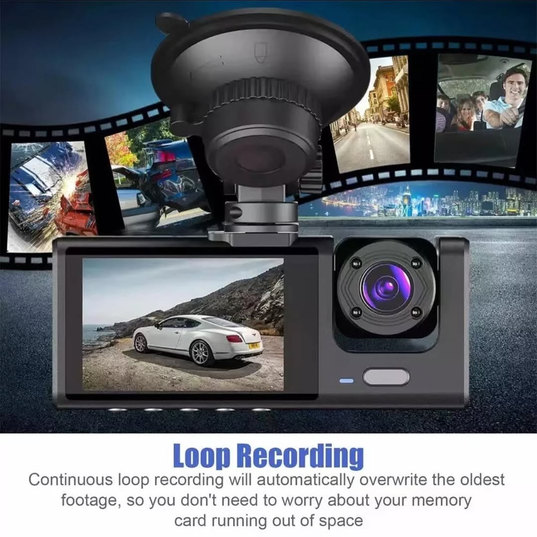 WiFi Destekli Full HD 1080P 3’lü Araç Kamerası (Ön + İç + Arka Kamera) – Black Box Traffic Recorder
