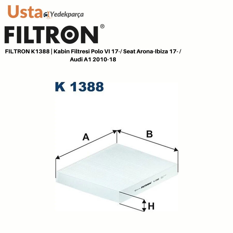 FILTRON K1388 | Kabin Filtresi Polo VI 17-/ Seat Arona-Ibiza 17- / Audi A1 2010-18