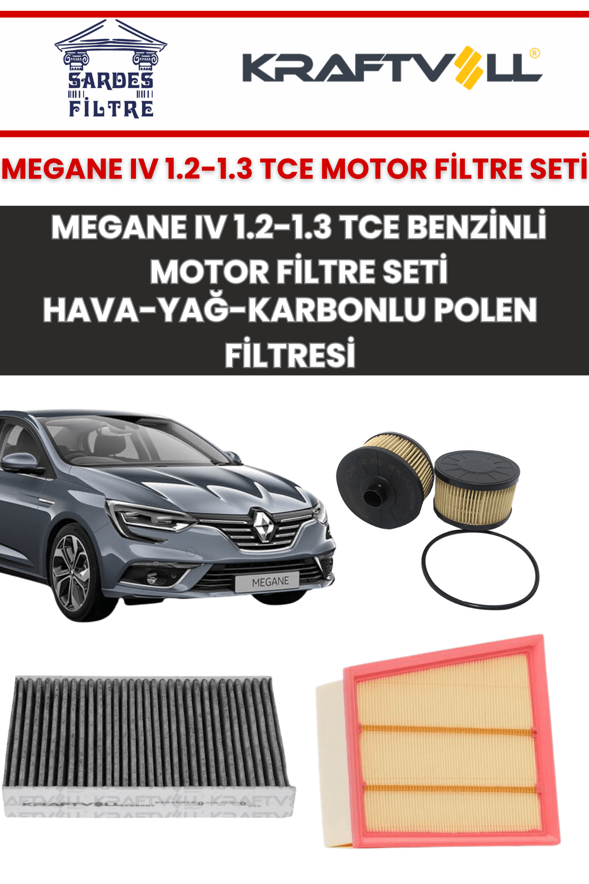 Renault Megane 4 1.2-1.3 Benzin TCe Filtre Bakım Seti 