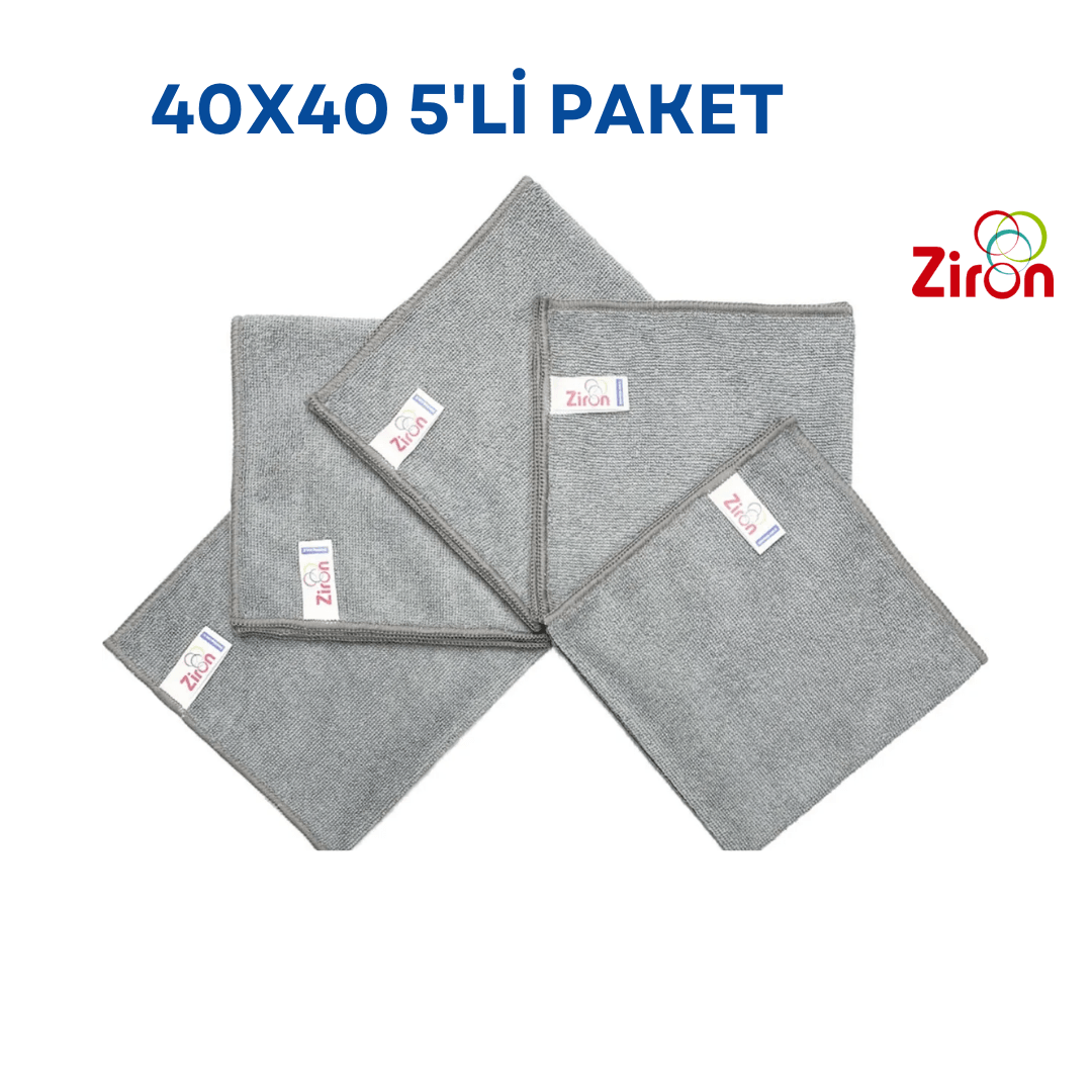 Mikrofiber Kalın Dokulu Genel Temizlik Bezi 40x40 5'li paket Gri