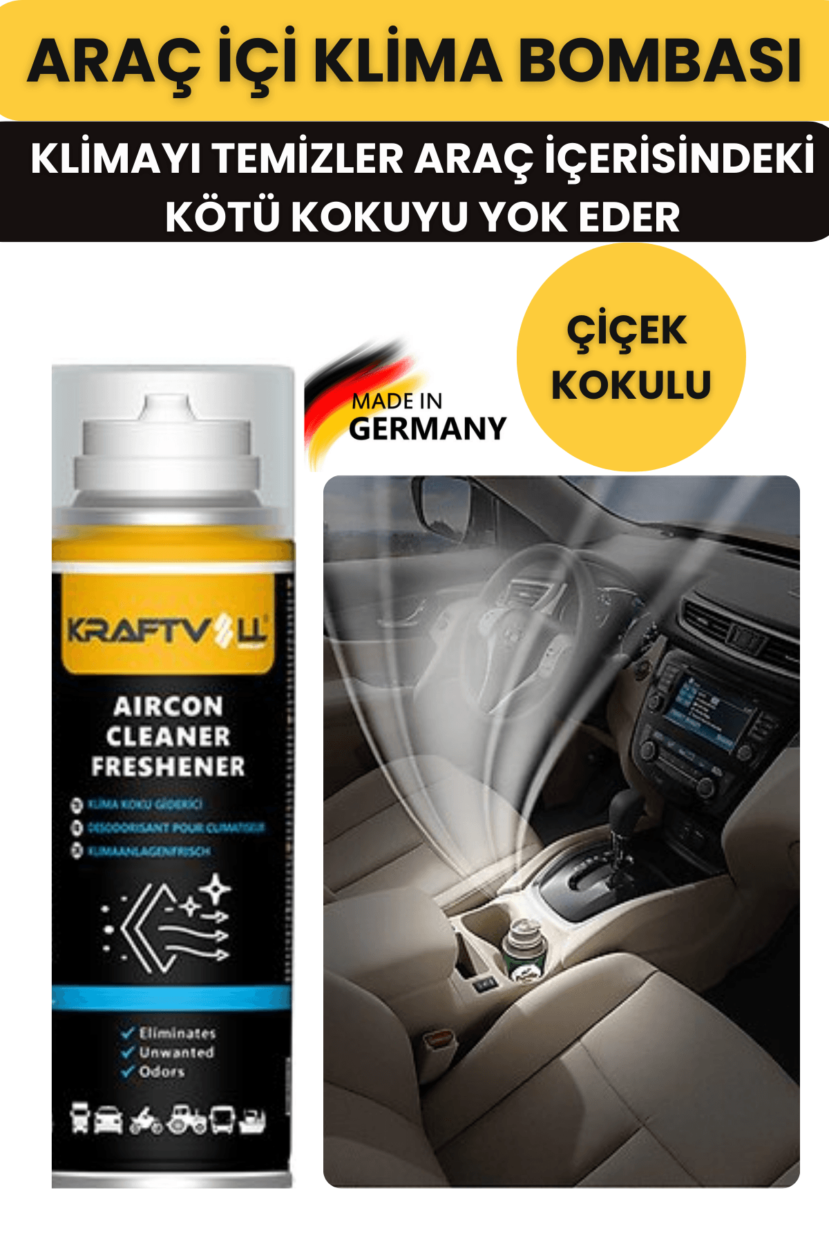 Klima Temizleyici Araç İçi Koku Giderici Klima Bombası 200 Ml (Made İn Germany)