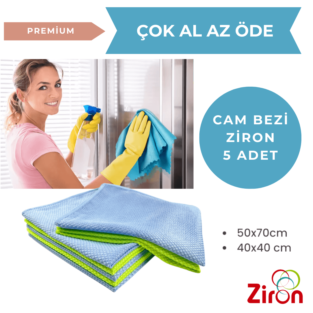 Sihirli Cam Temizleme Bezi Ziron-5 Adet - 40X40 MAVİ