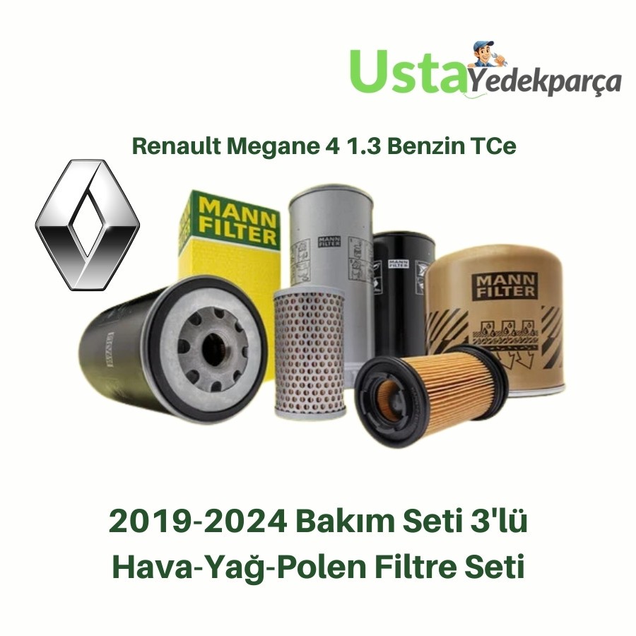 Renault Megane 4 1.3 Benzin TCe Mann Filtre Bakım Seti 