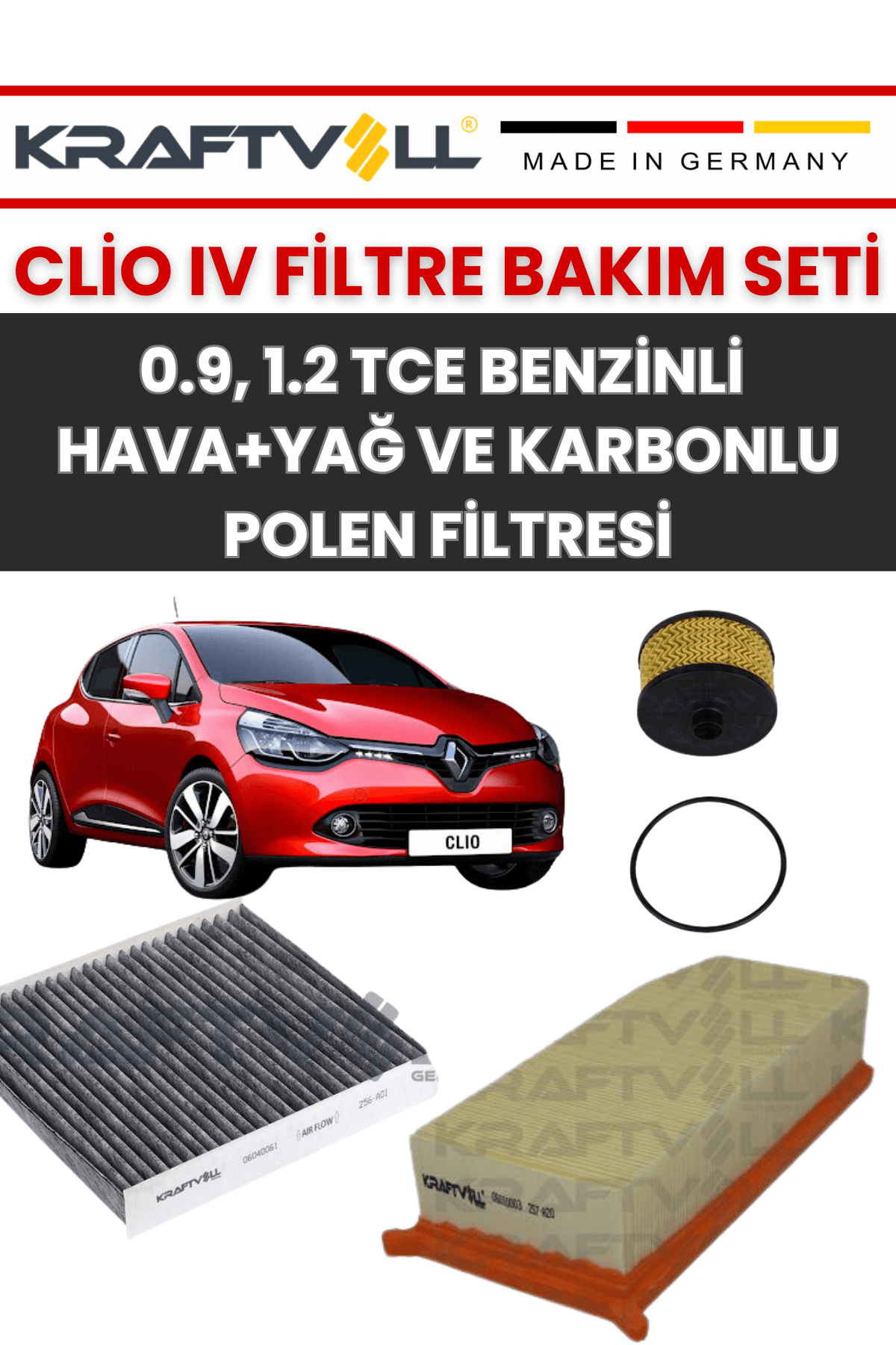 Renaul Clio IV 0.9-1.2 Tce Benzinli Periyodik Bakım Ve Filtre Seti (Hava+Yağ+Karbonlu Polen)